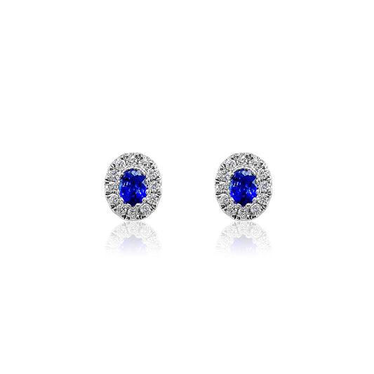 Diamond and Oval Sapphire Earrings