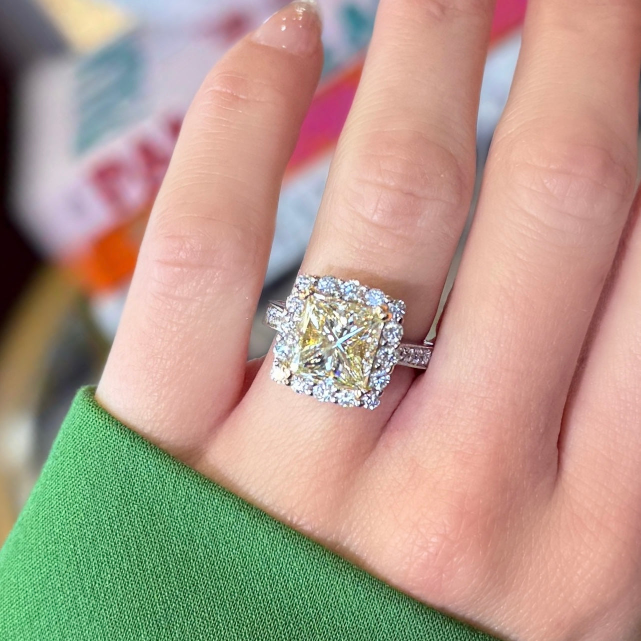 6.07Ct Fancy Yellow Diamond Engagement Ring