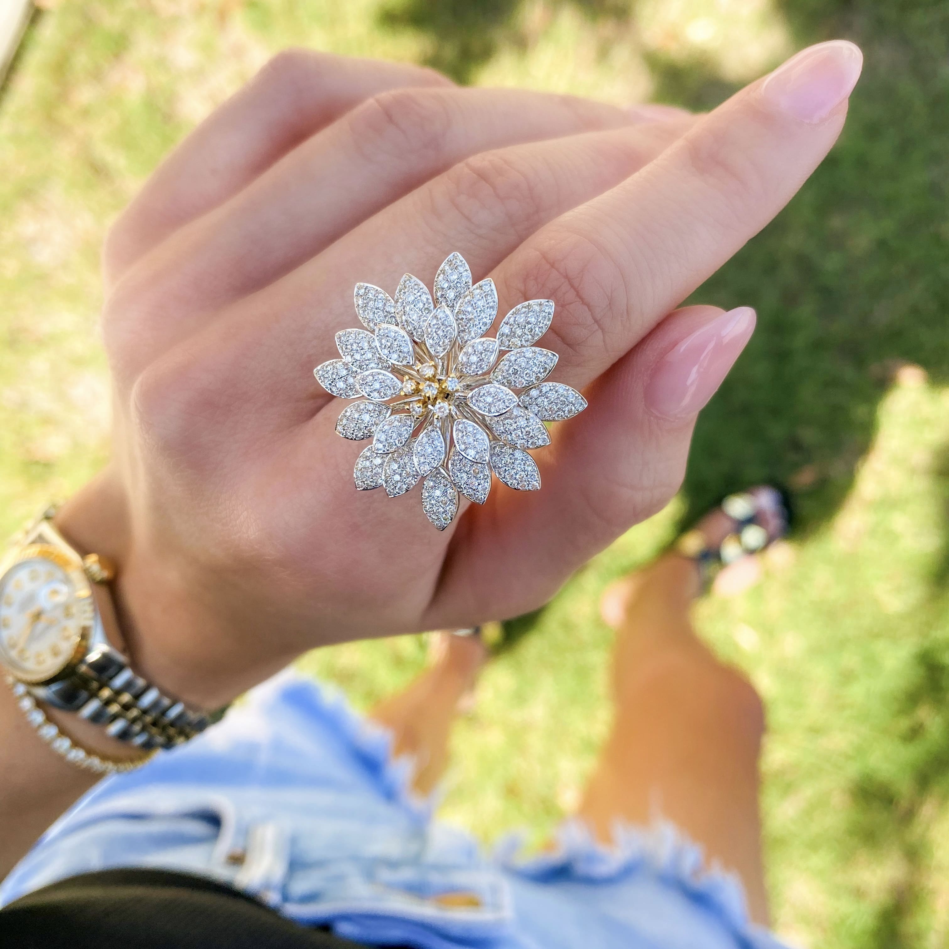 Diamond Flower Statement Ring