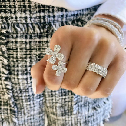 Double Flower Diamond Wrap Ring