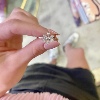 Pavé Diamond Flower Ring