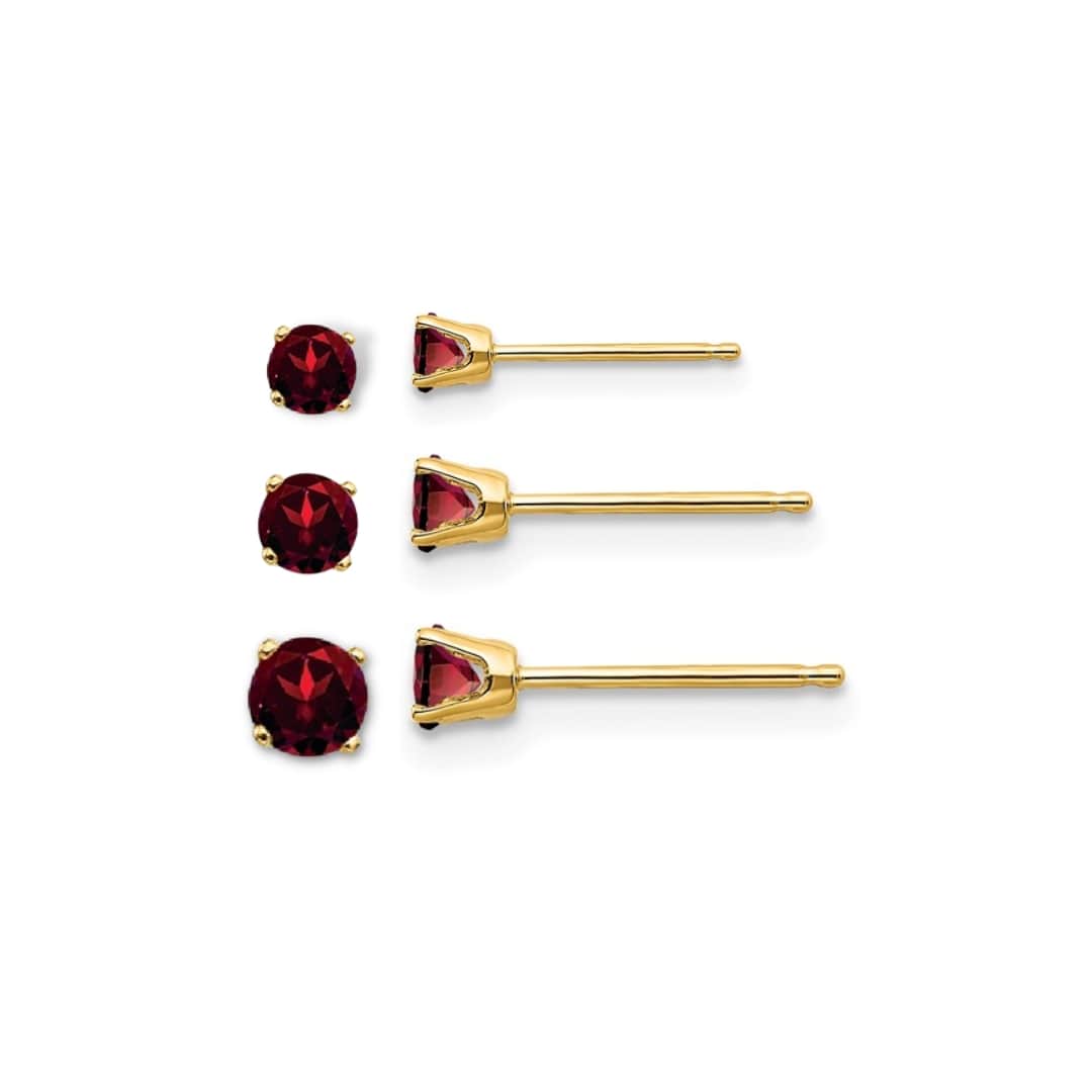 Garnet Birthstone Studs