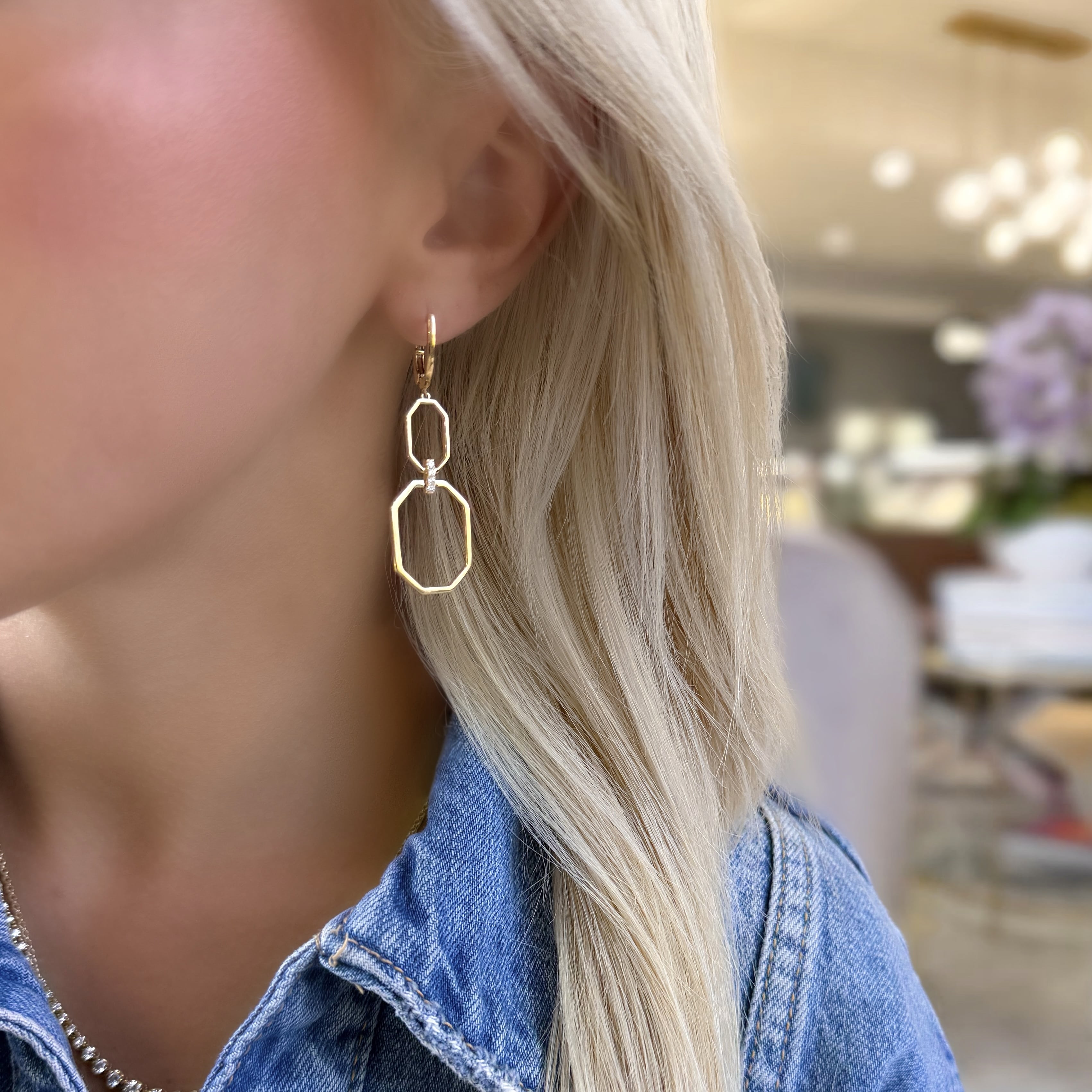 Geometric Diamond Dangle Earrings