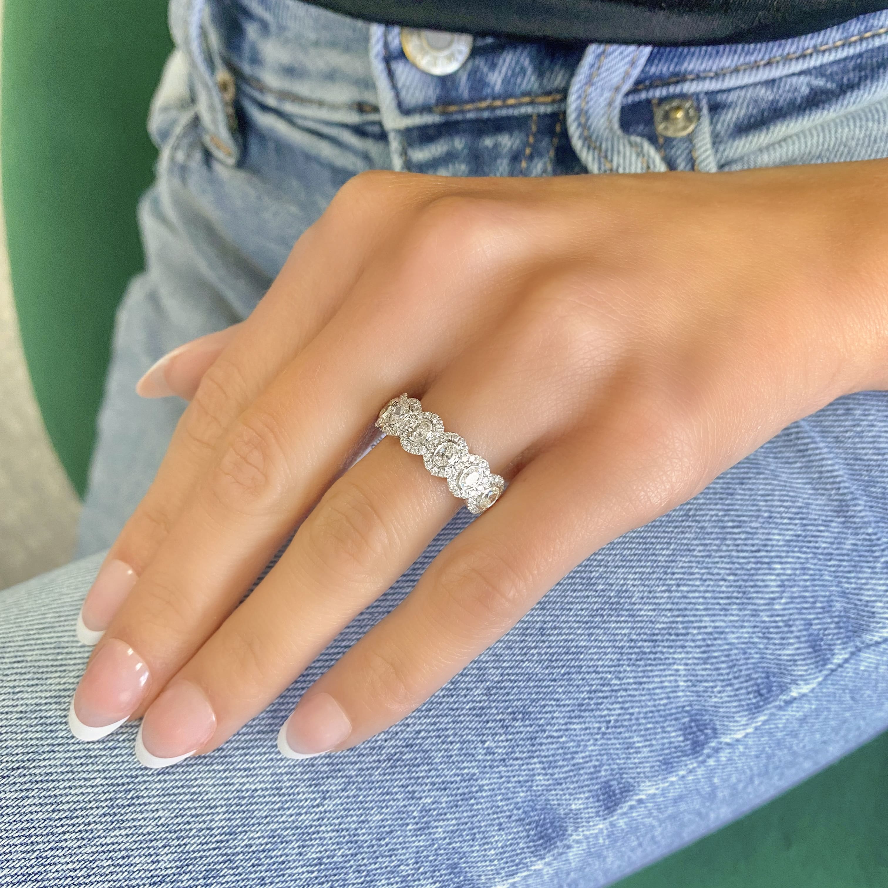 Diamond Halo Cluster Ring