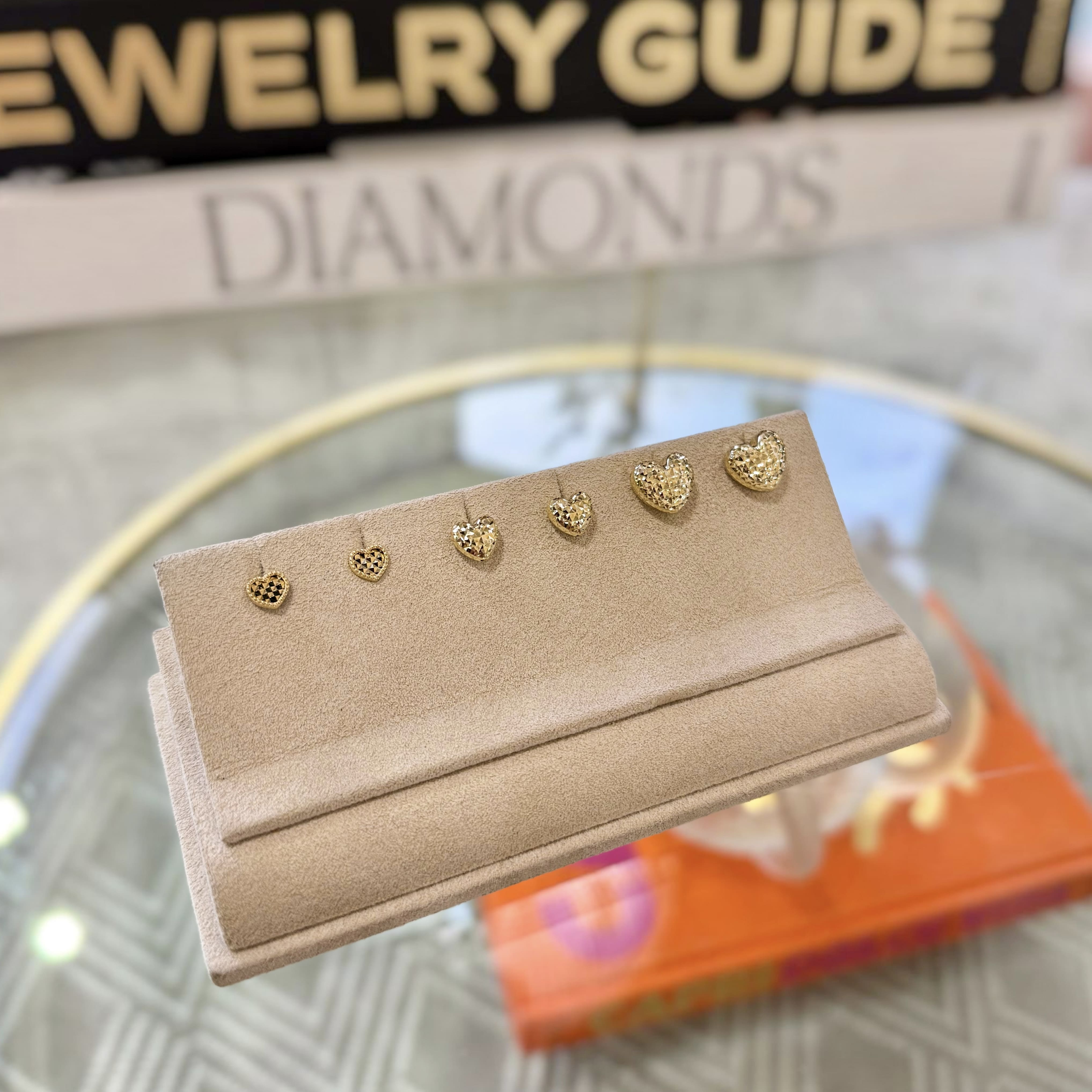 Puffy Crystal Cut Heart Studs