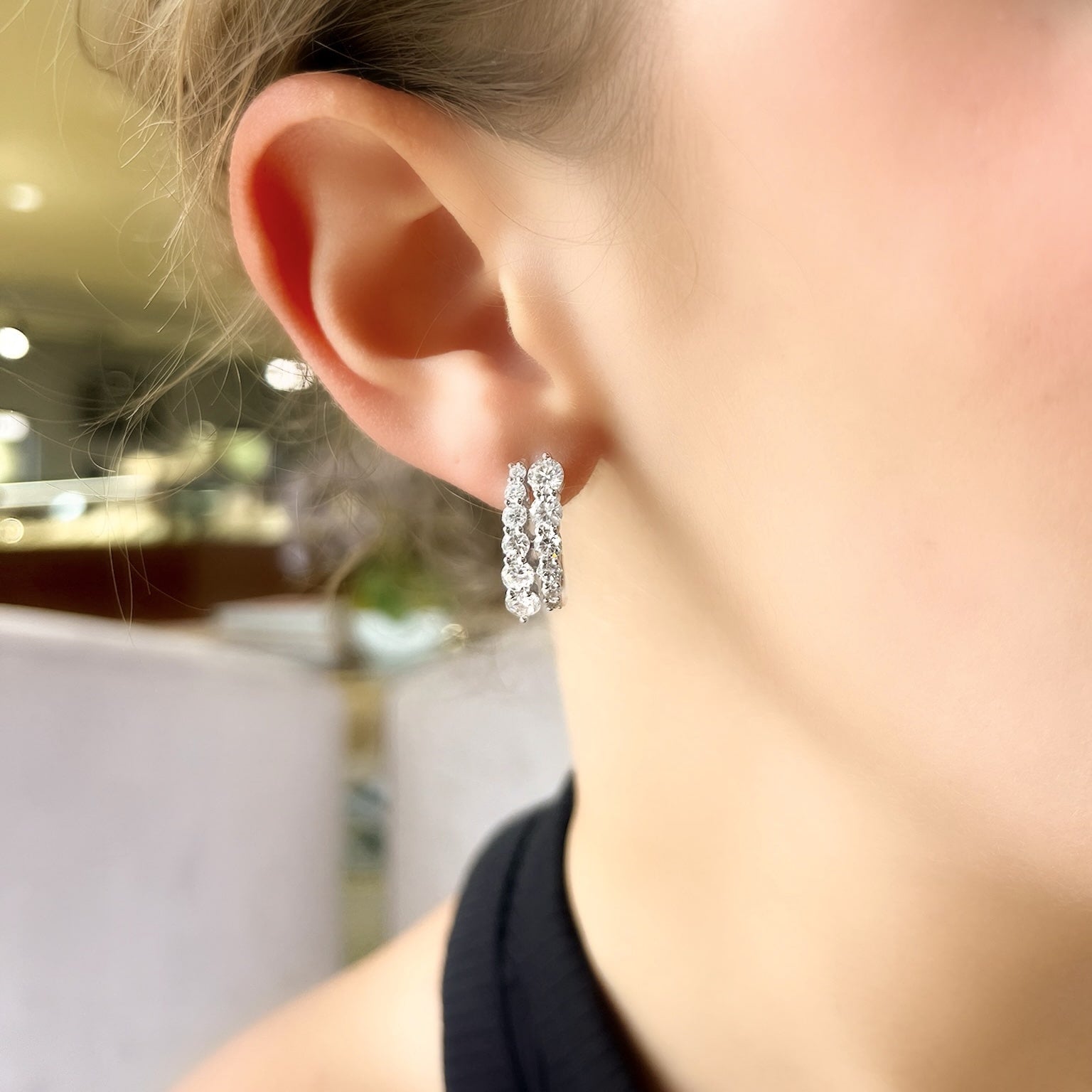 Graduating Diamond Bypass Earrings