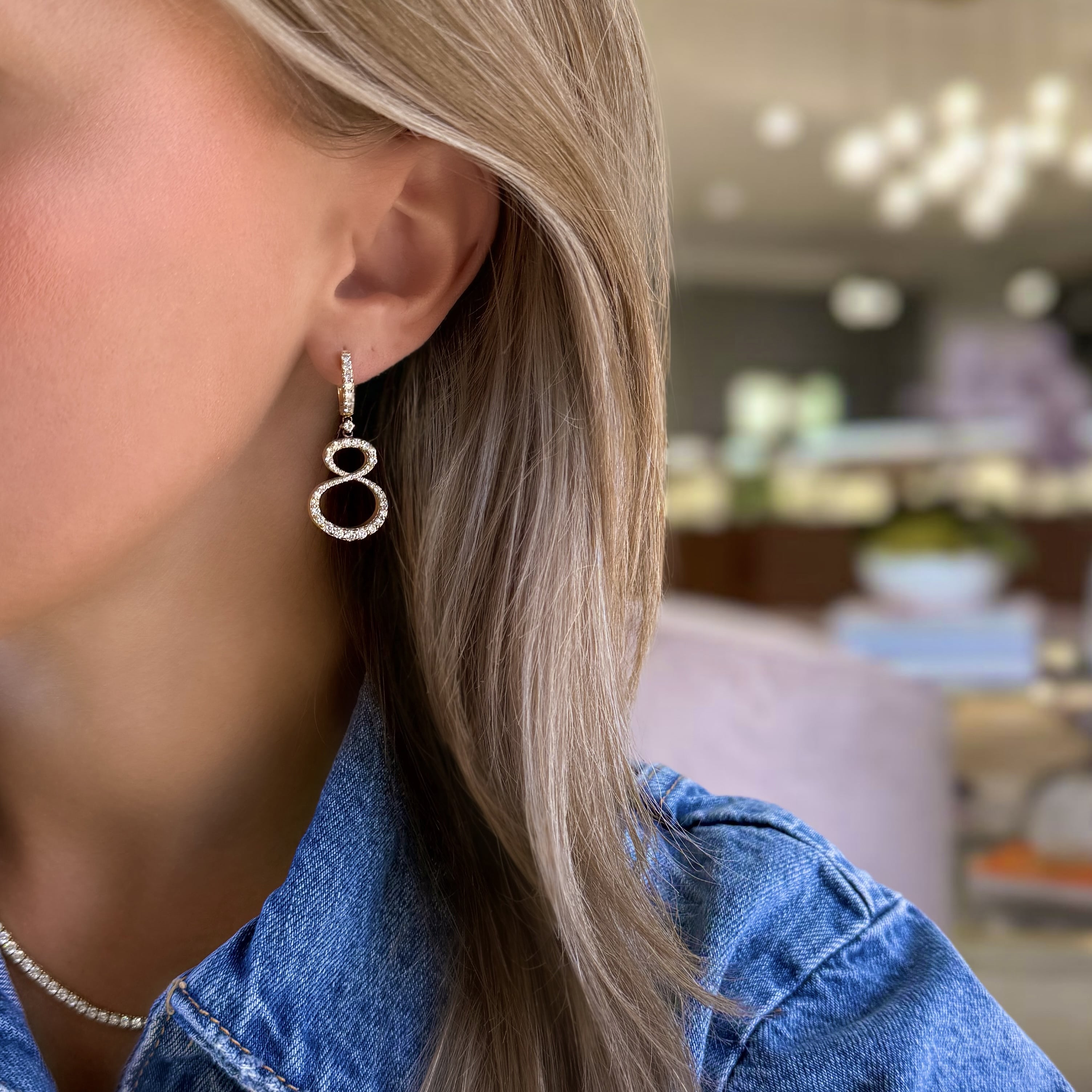 Diamond Infinity Drop Hoop Earrings