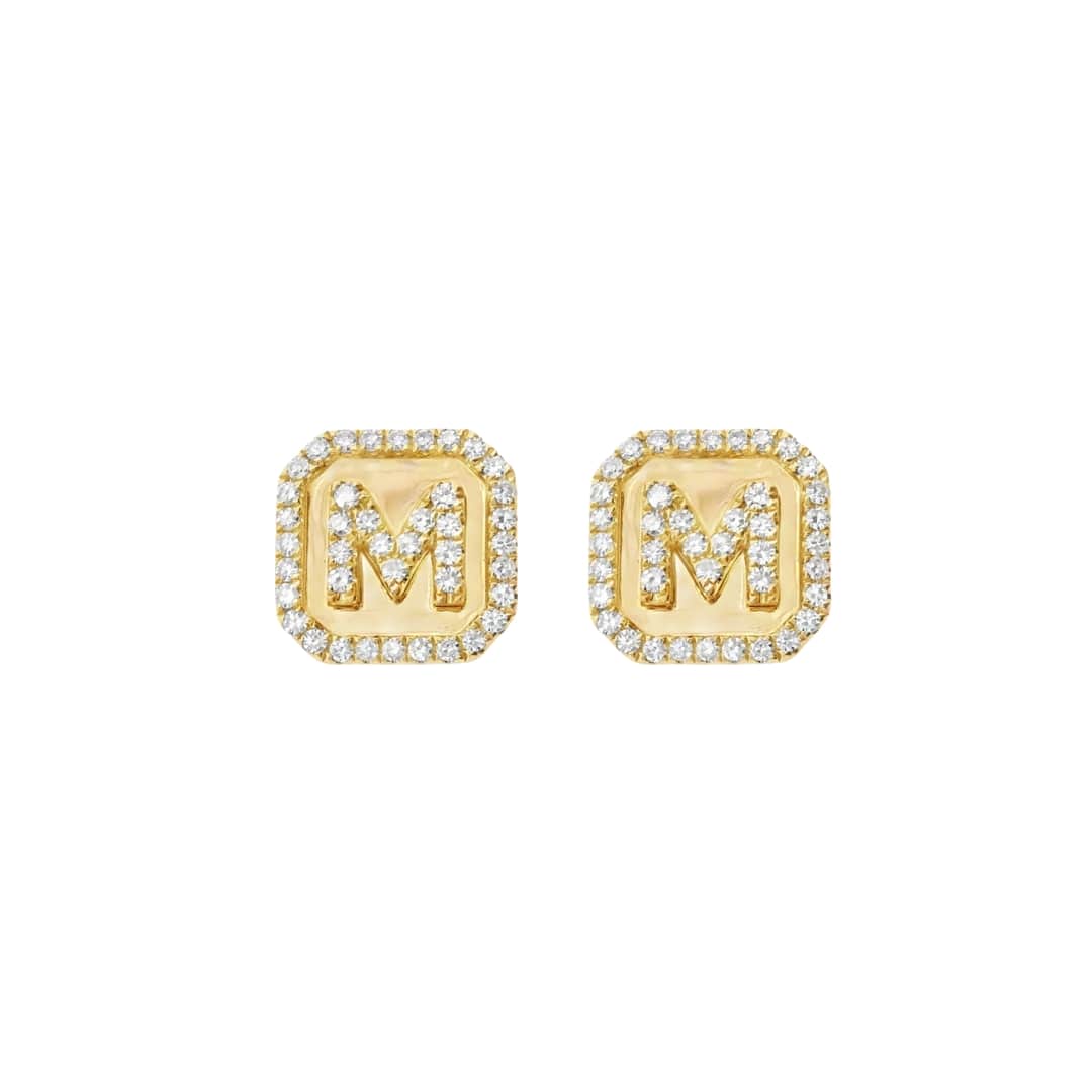 Pave Diamond Initial Studs