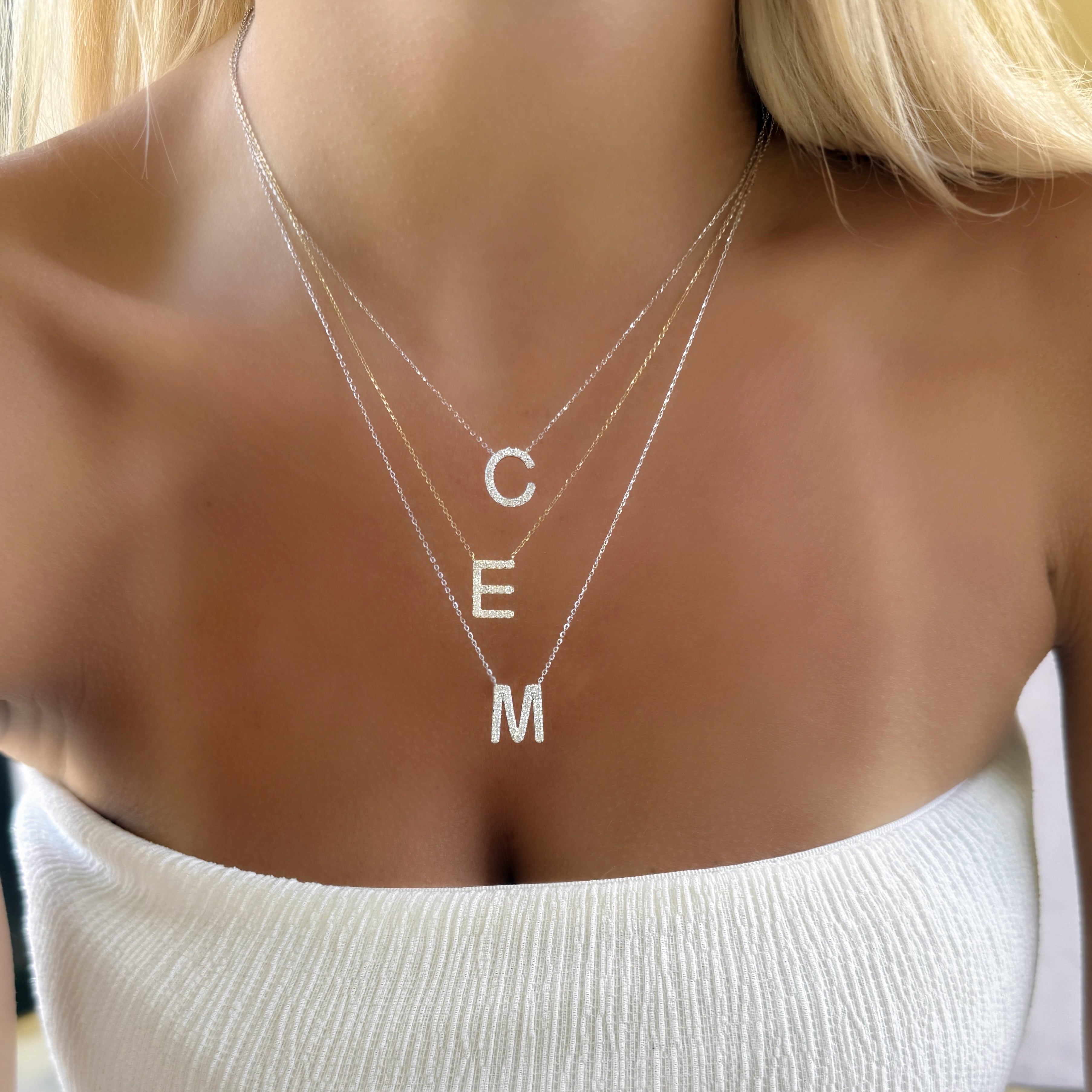 Pave Diamond Initial Necklace