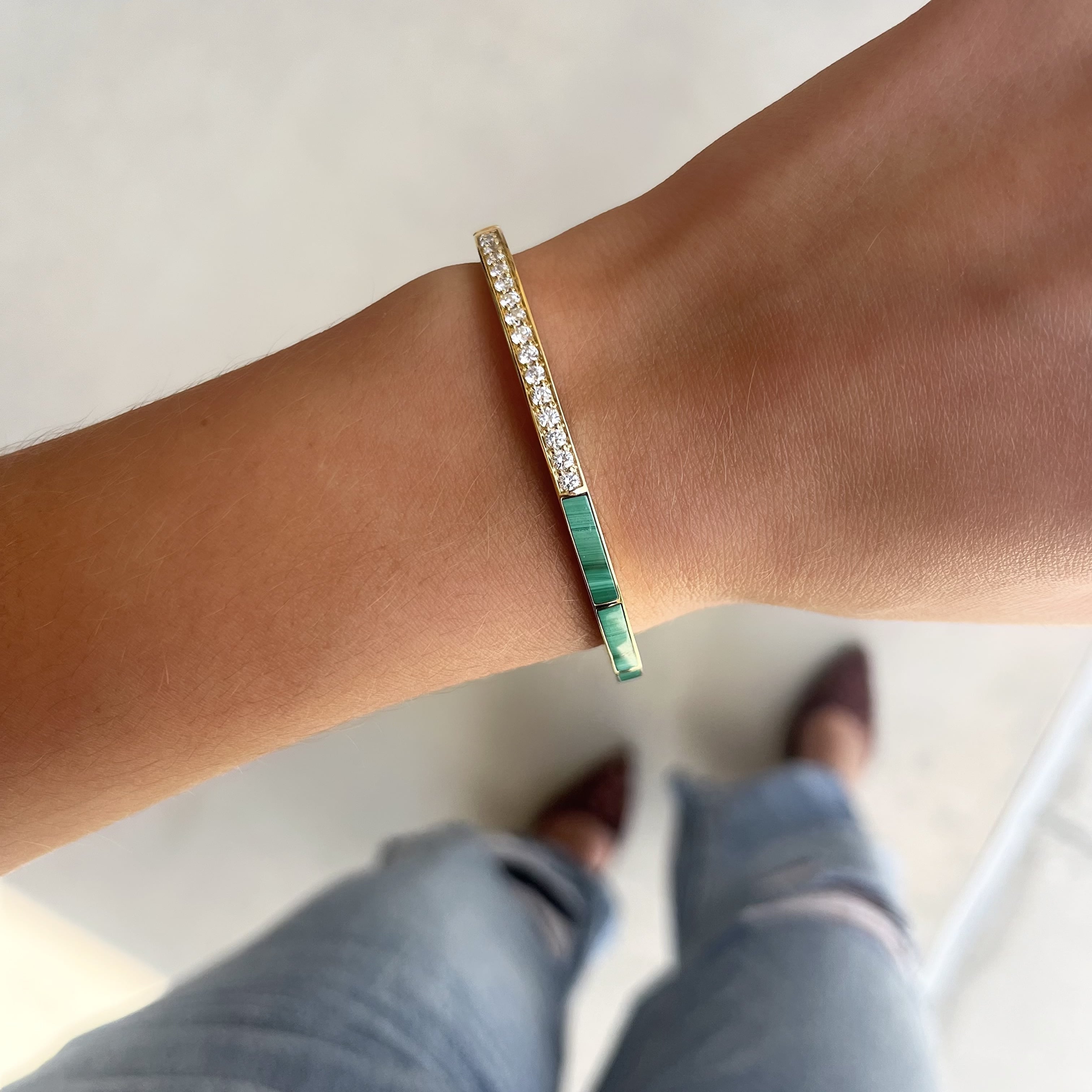 Malachite and Diamond Bangle