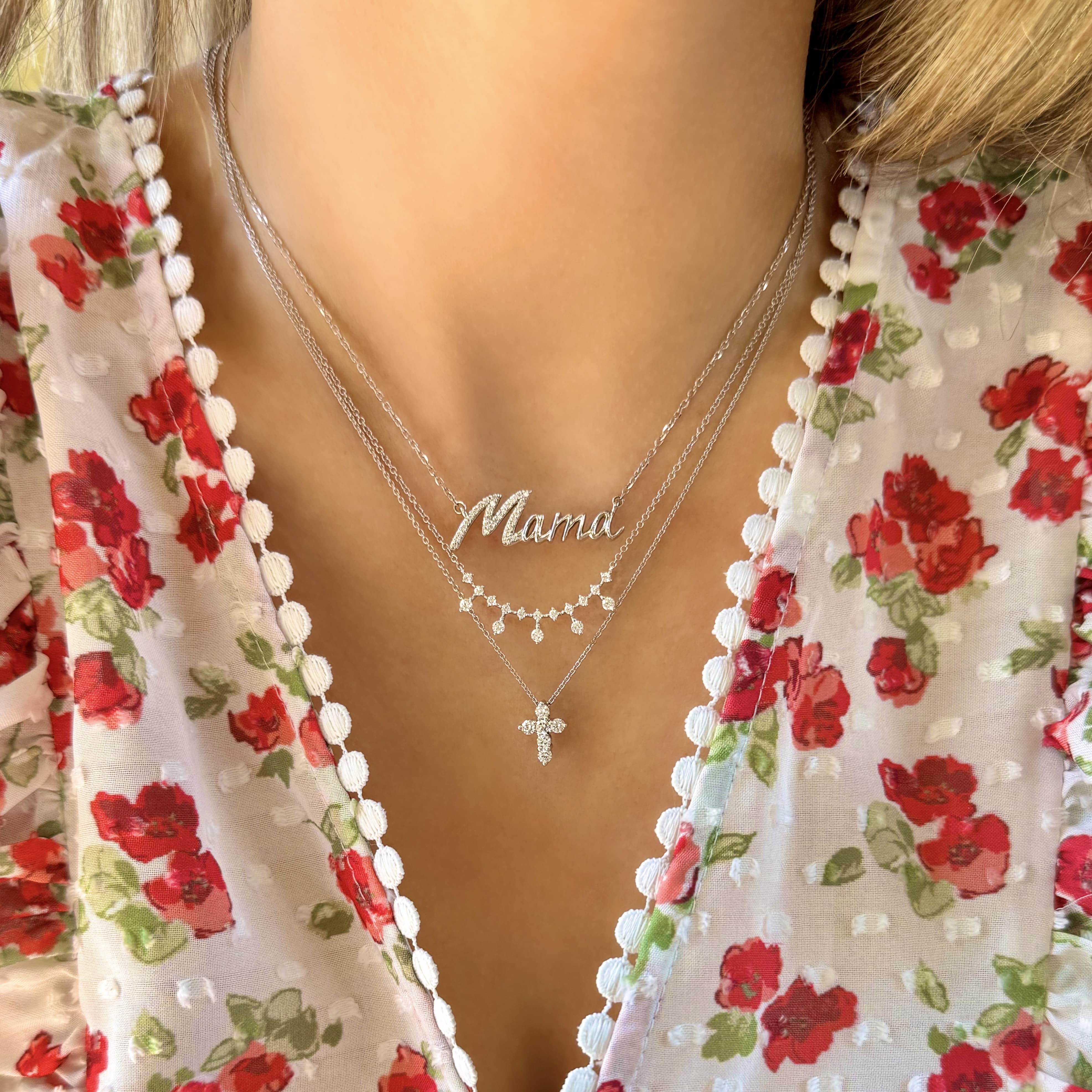 Curved Diamond Drop Necklace