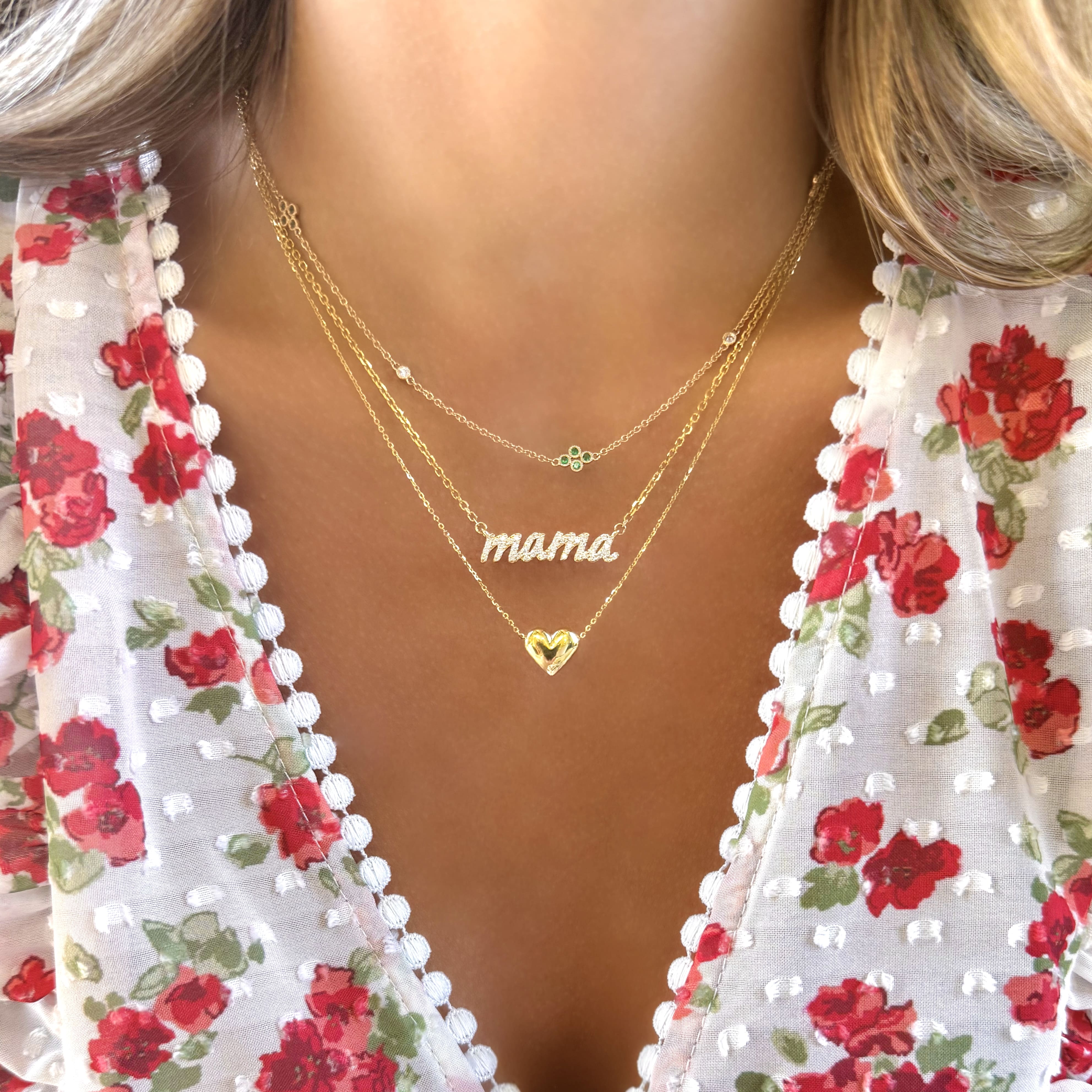 Pave Diamond Mama Necklace