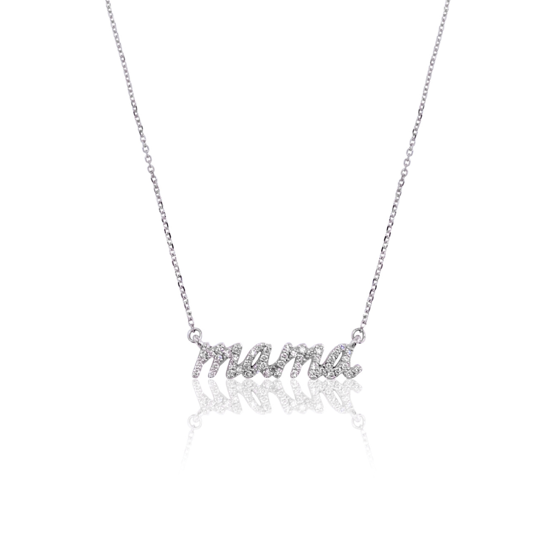 Pave Diamond Mama Necklace