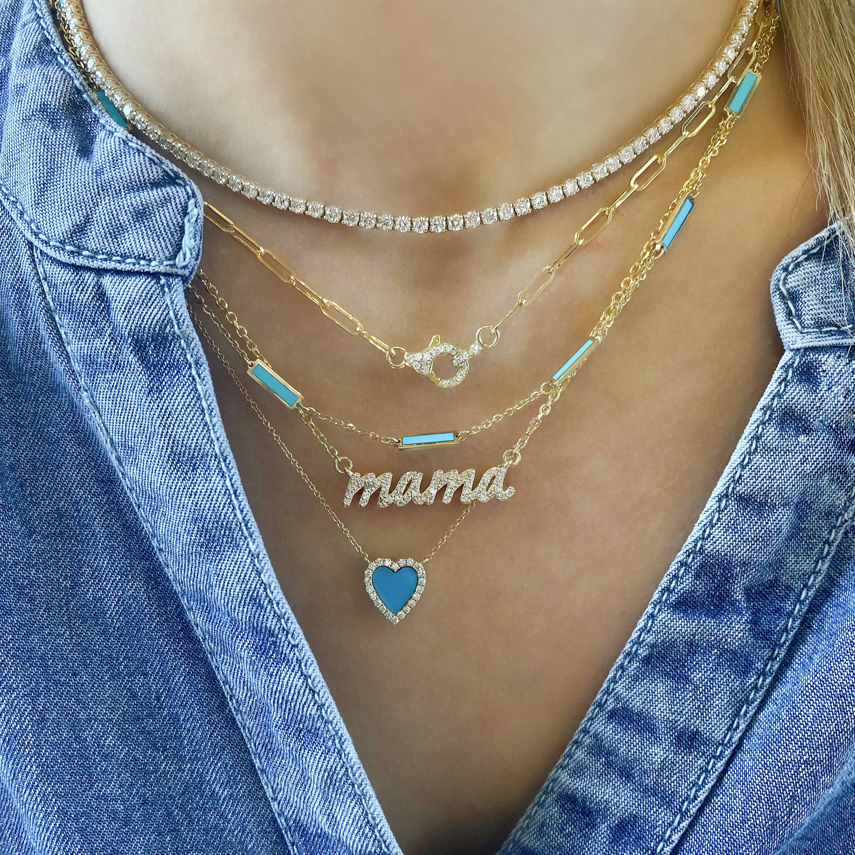 Pave Diamond Mama Necklace