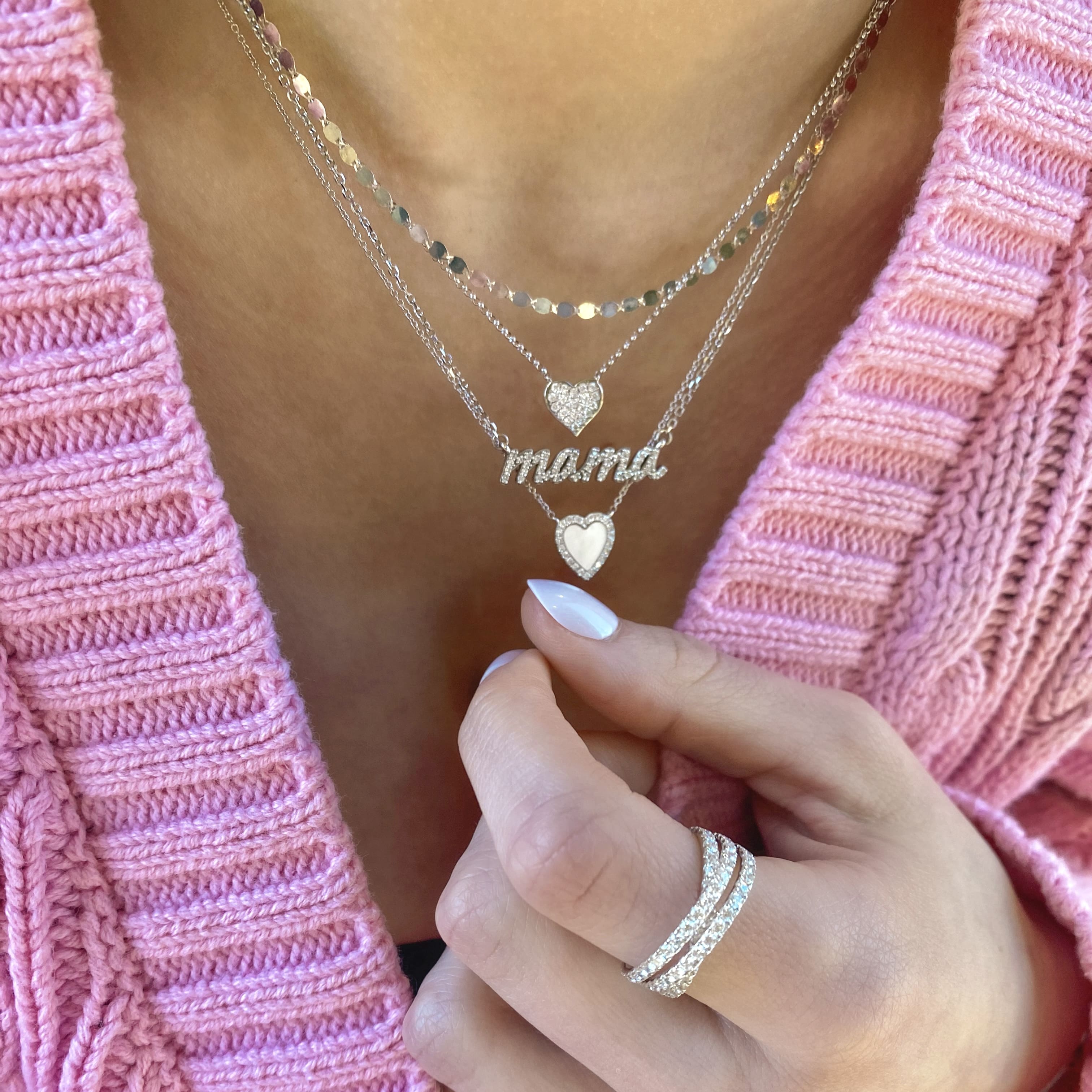 Pave Diamond Mama Necklace