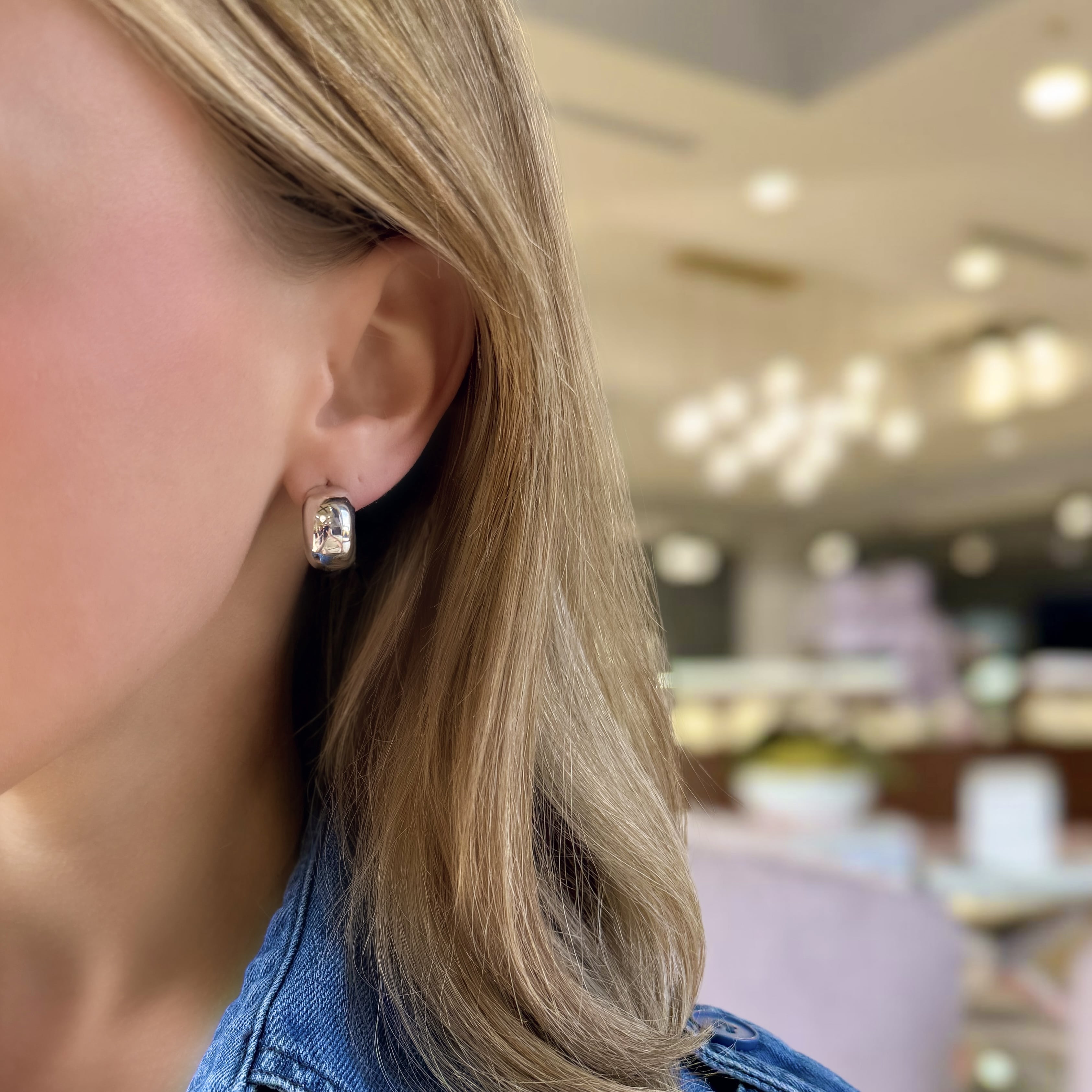 Mini Sterling Silver Dome Hoops