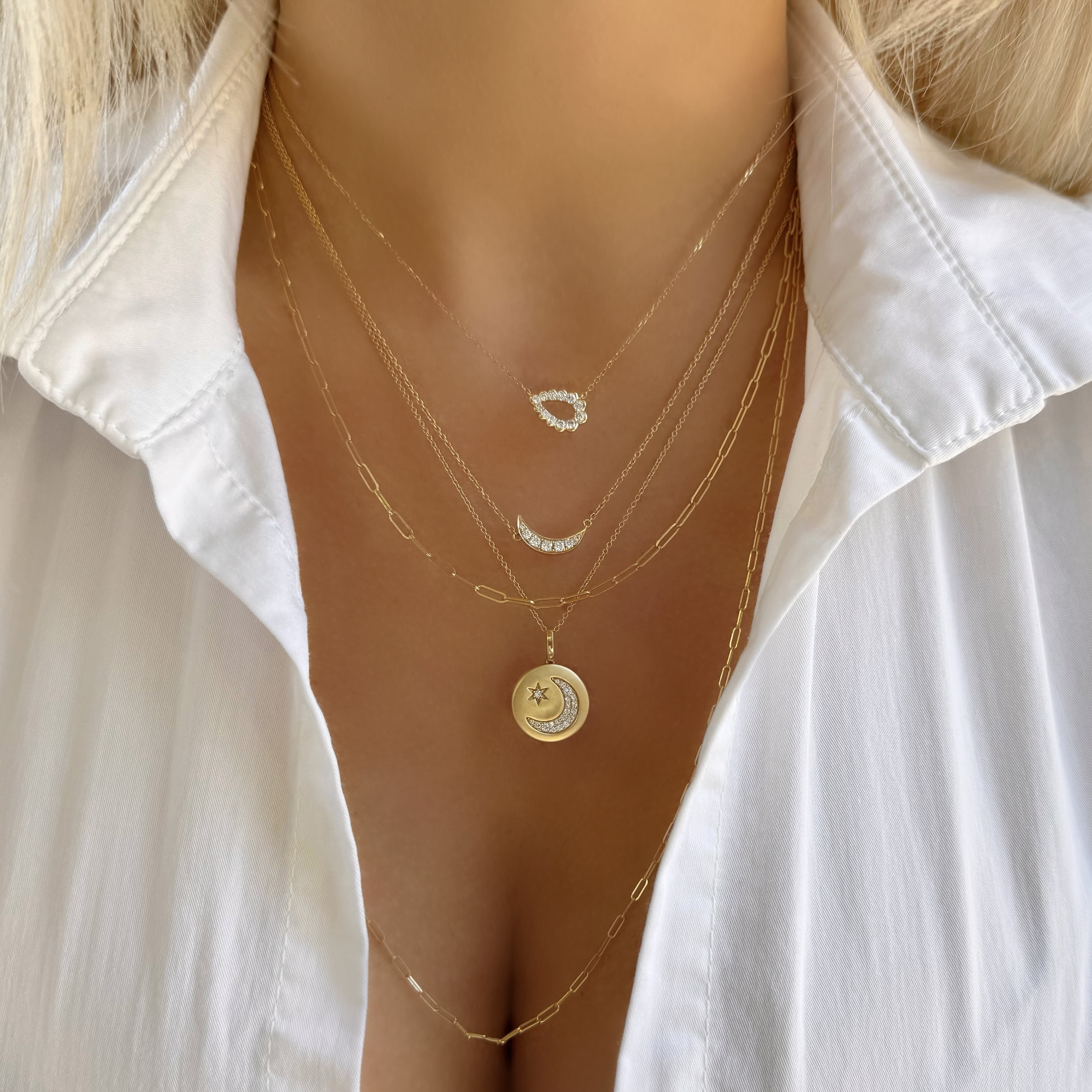 Diamond Crescent Moon Necklace