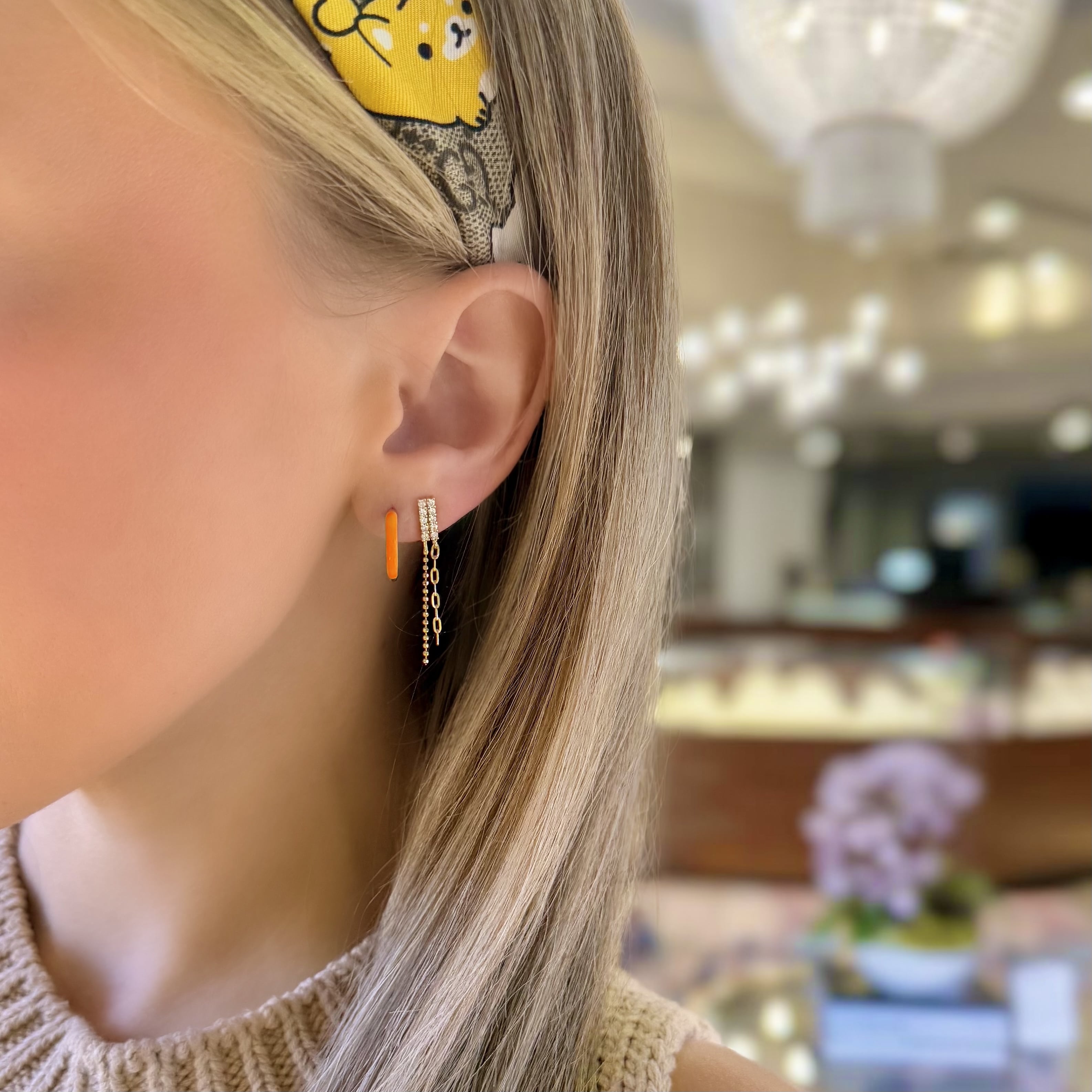 Reversible Neon Orange Enamel Hoops
