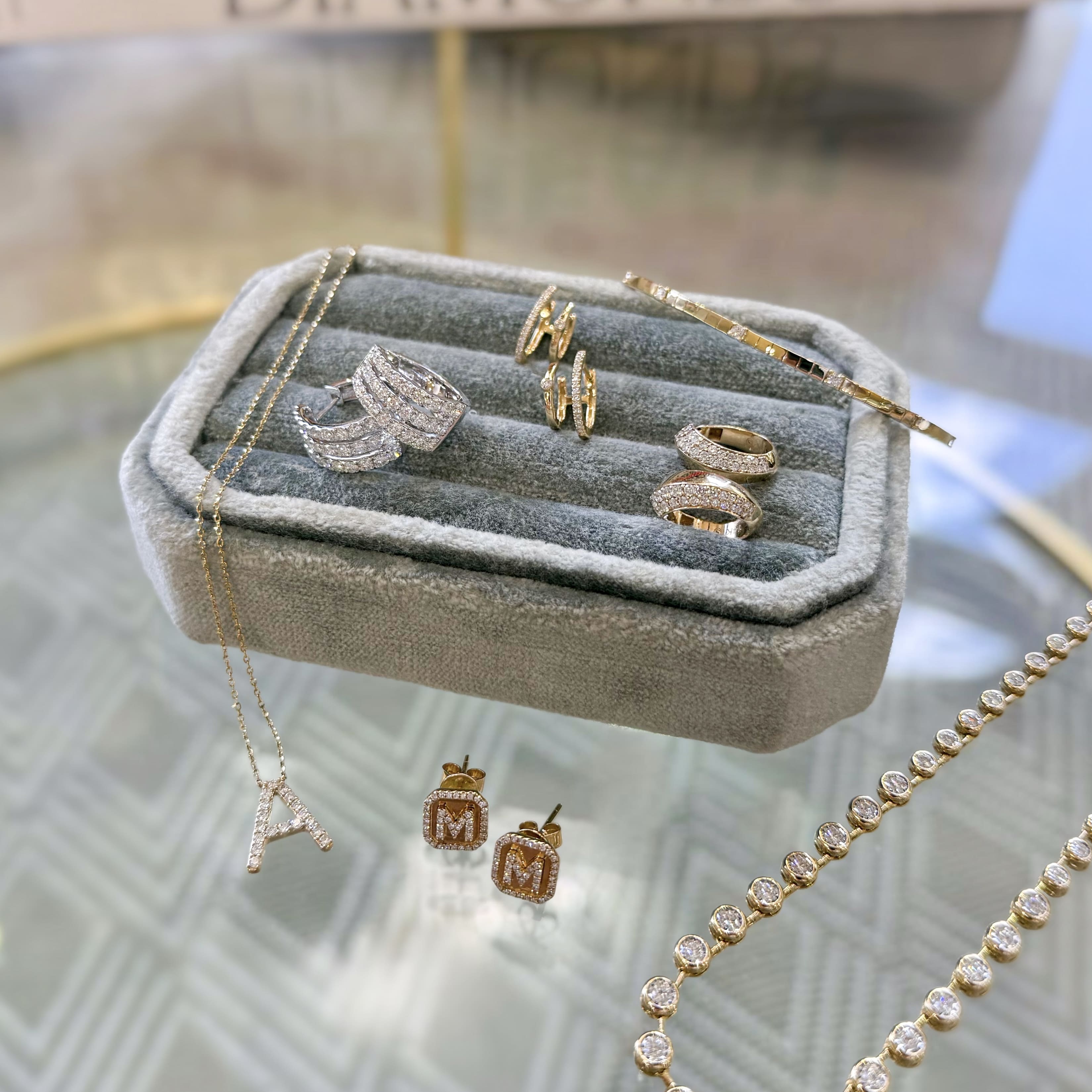 Pave Diamond Initial Necklace