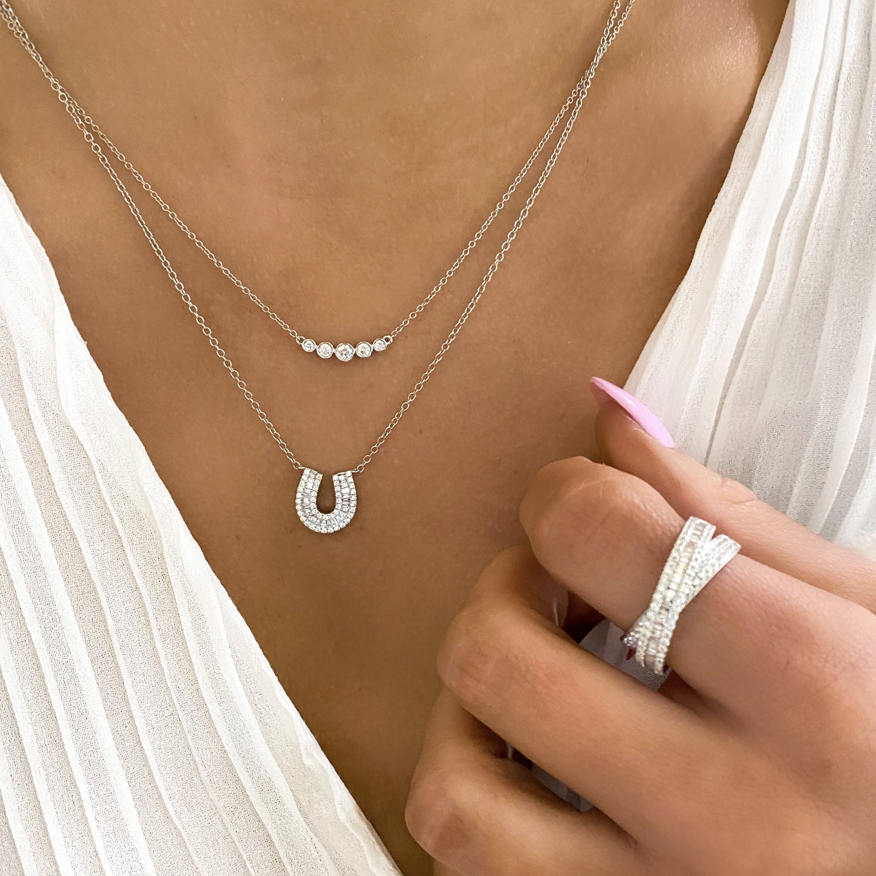 Silver Horseshoe & Diamond Necklace