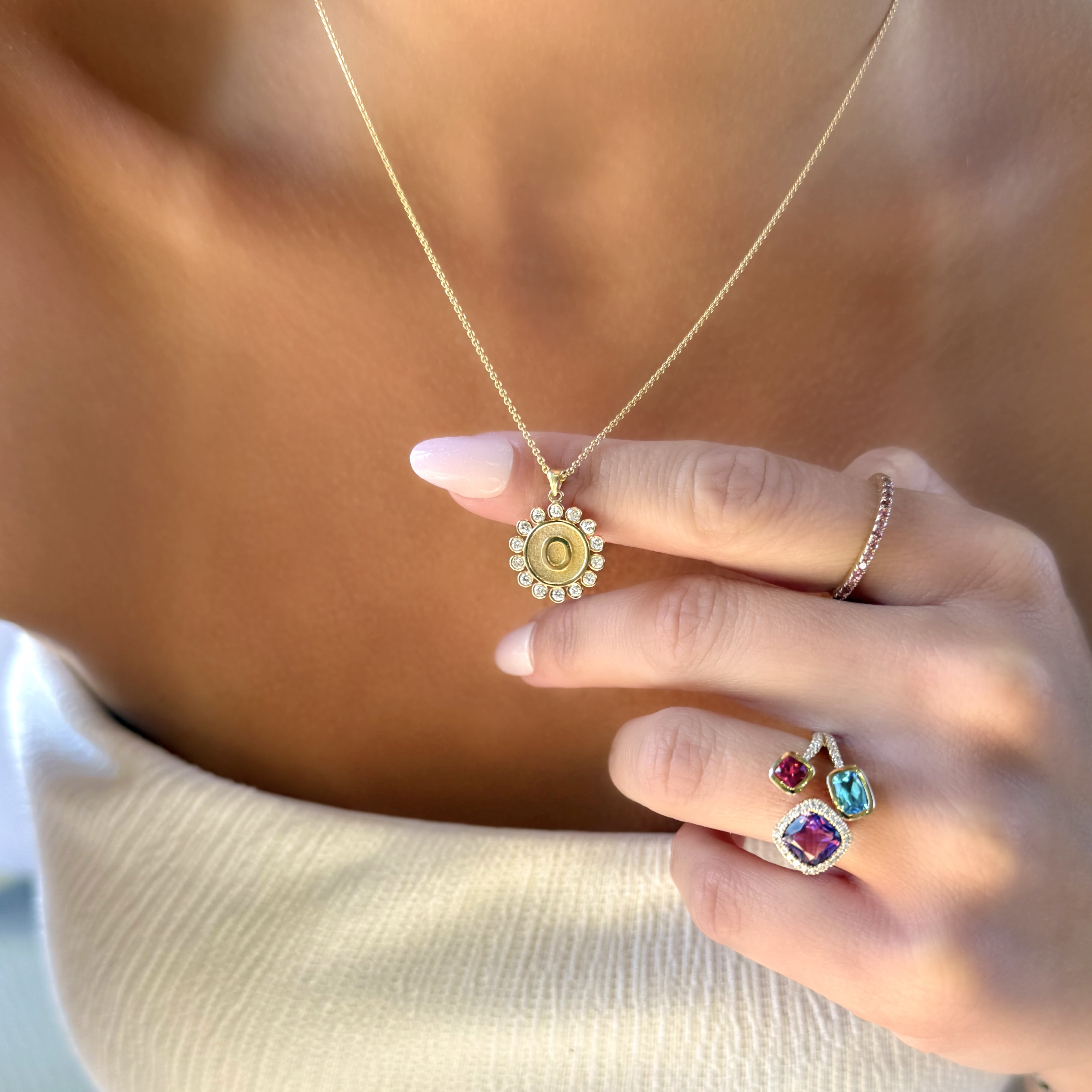 Diamond Bezel Initial Necklace