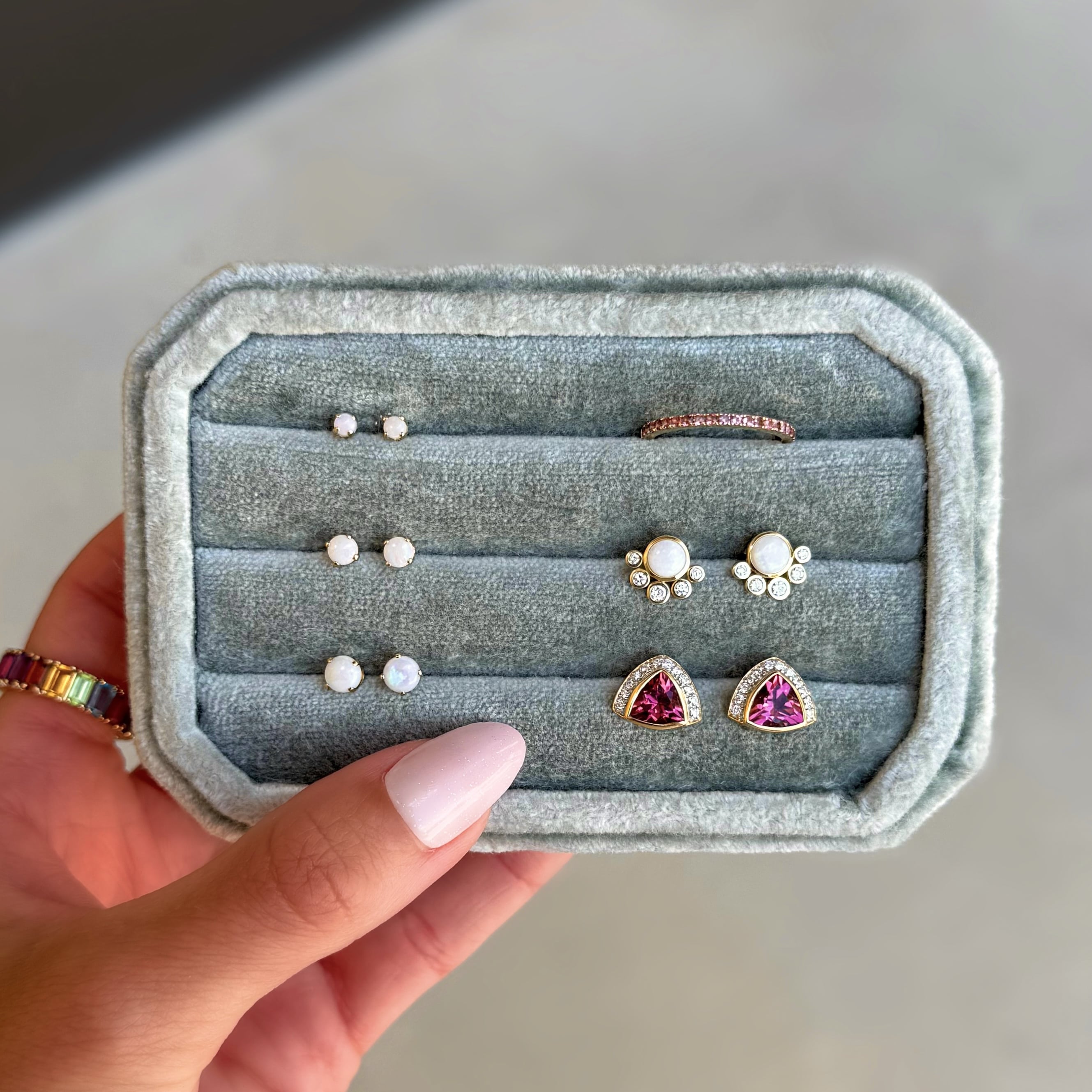 Opal Birthstone Studs