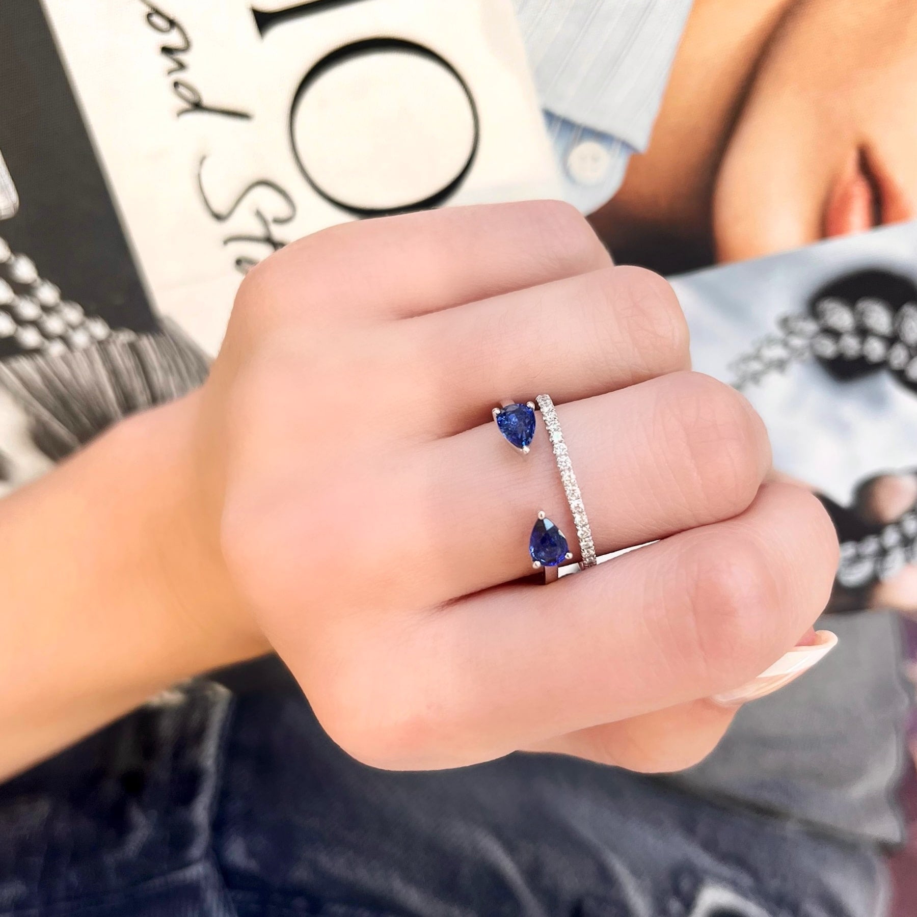 Open Sapphire and Diamond Ring