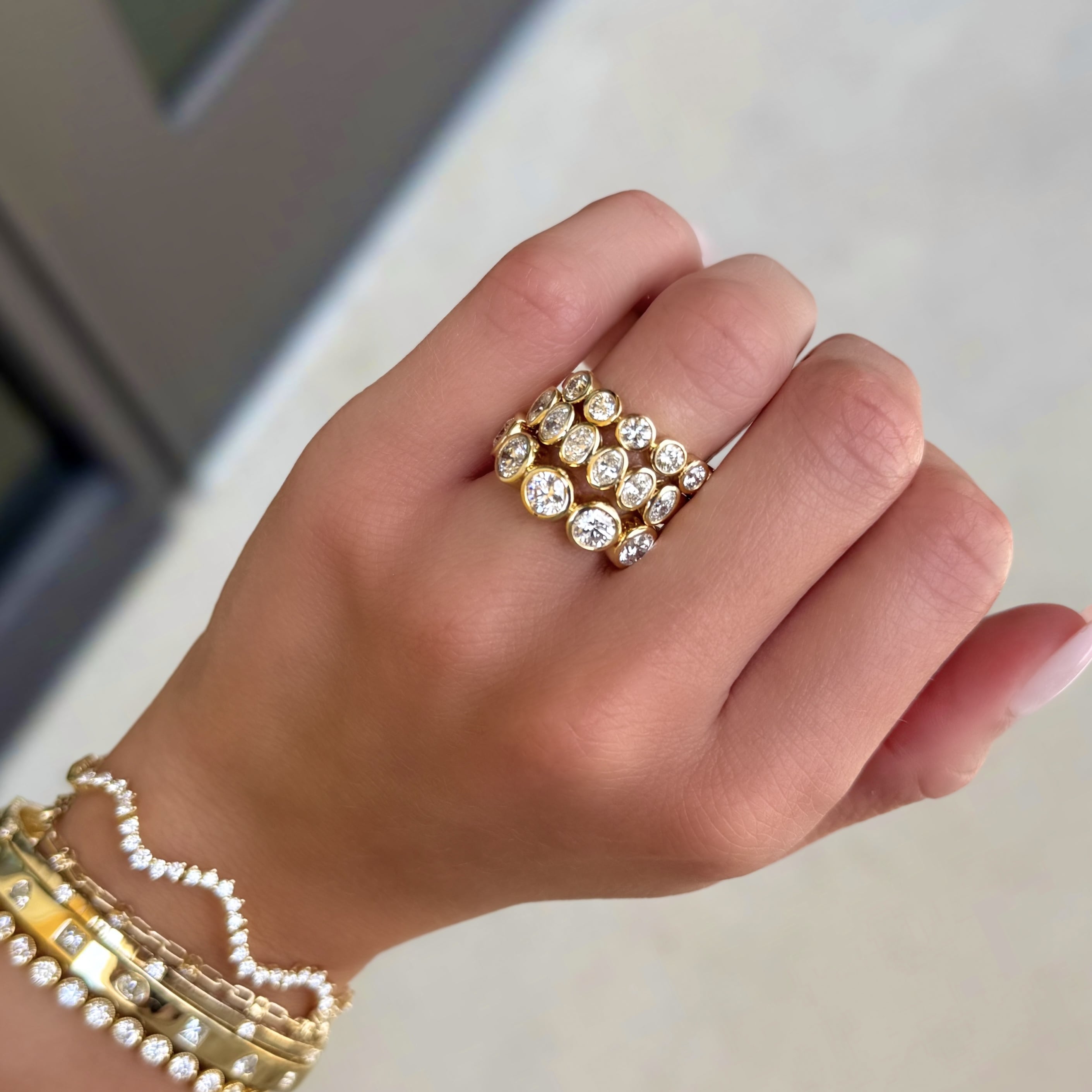 Bezel Set Oval Diamond Band
