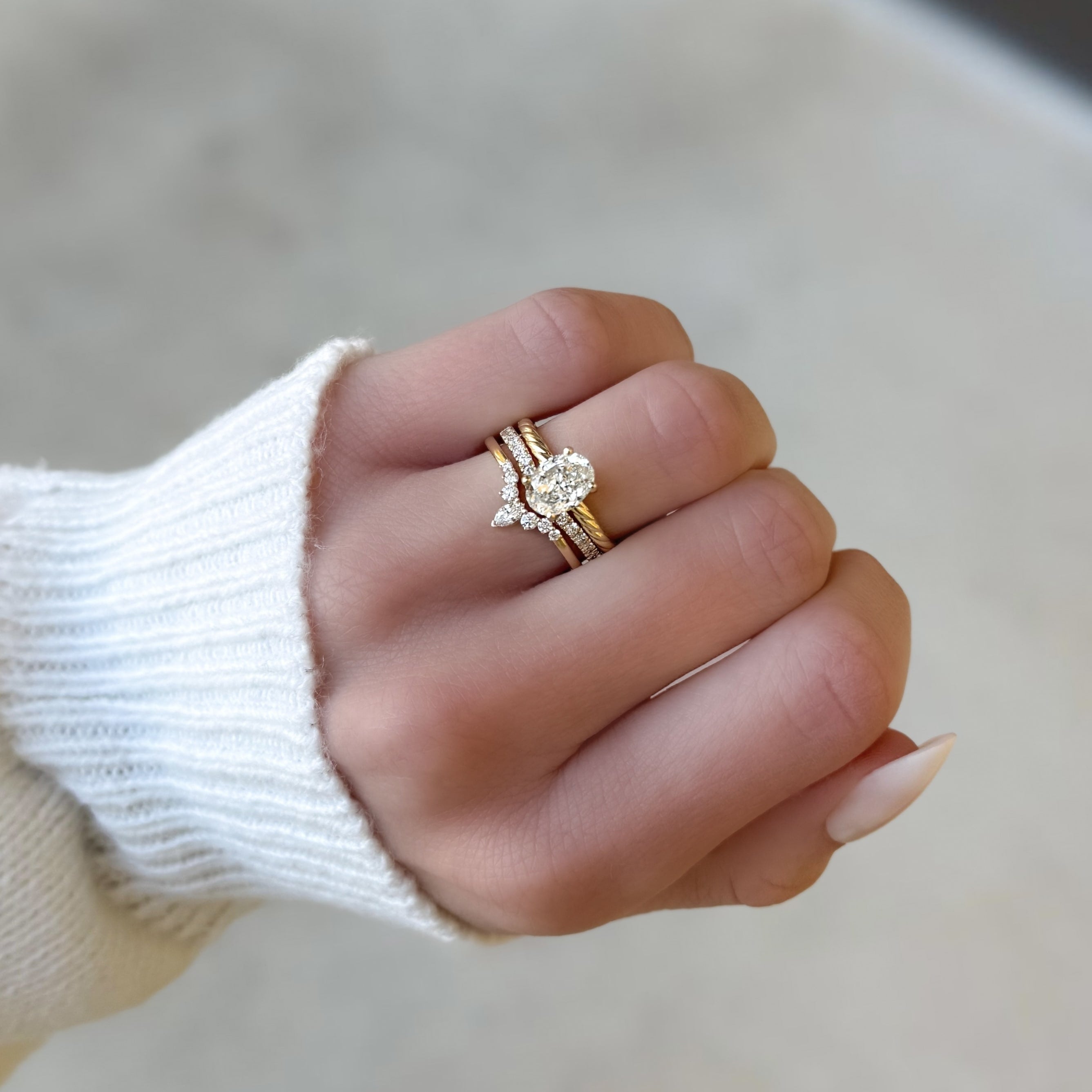 Marquise and Round Diamond Crown Ring