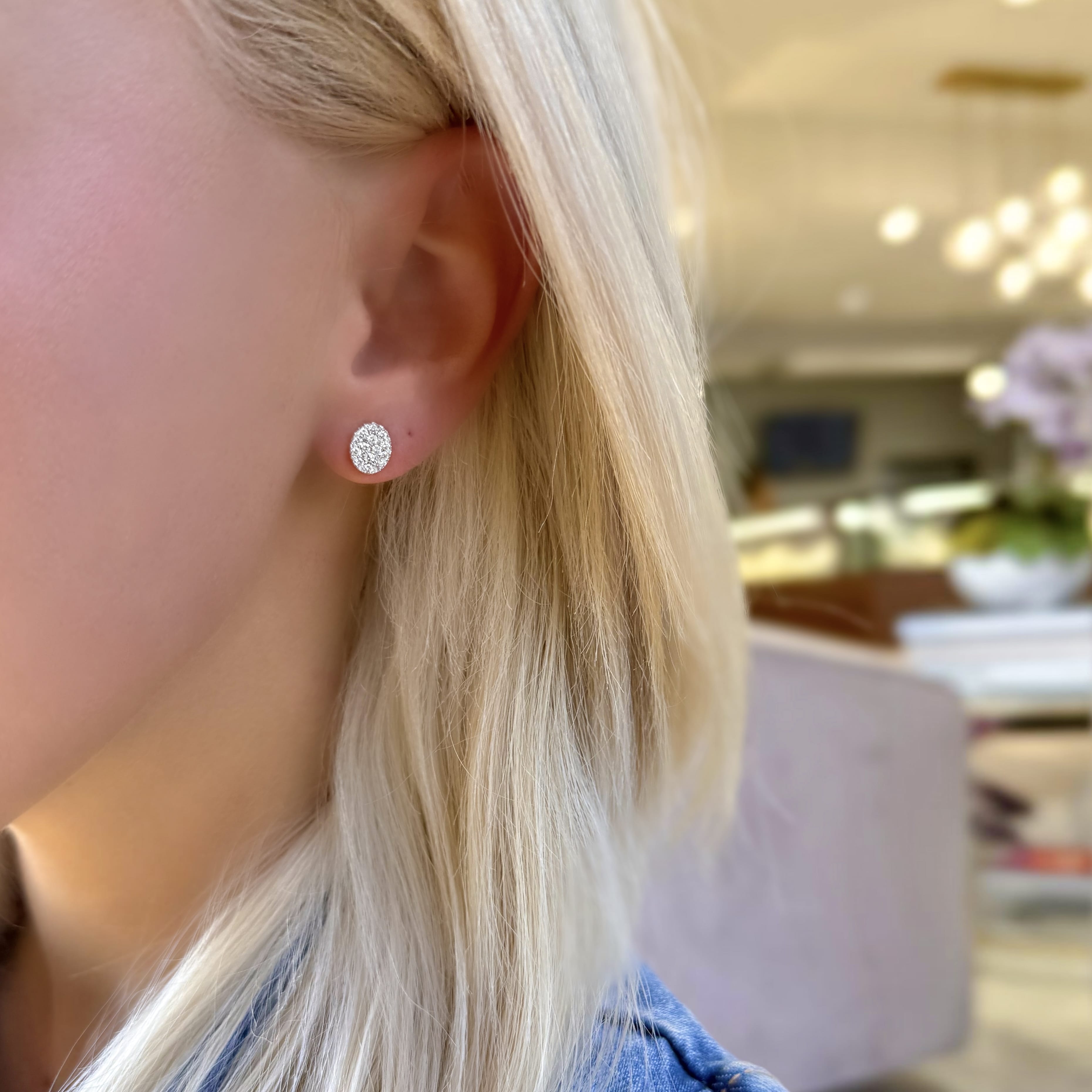 Pave Diamond Oval Studs