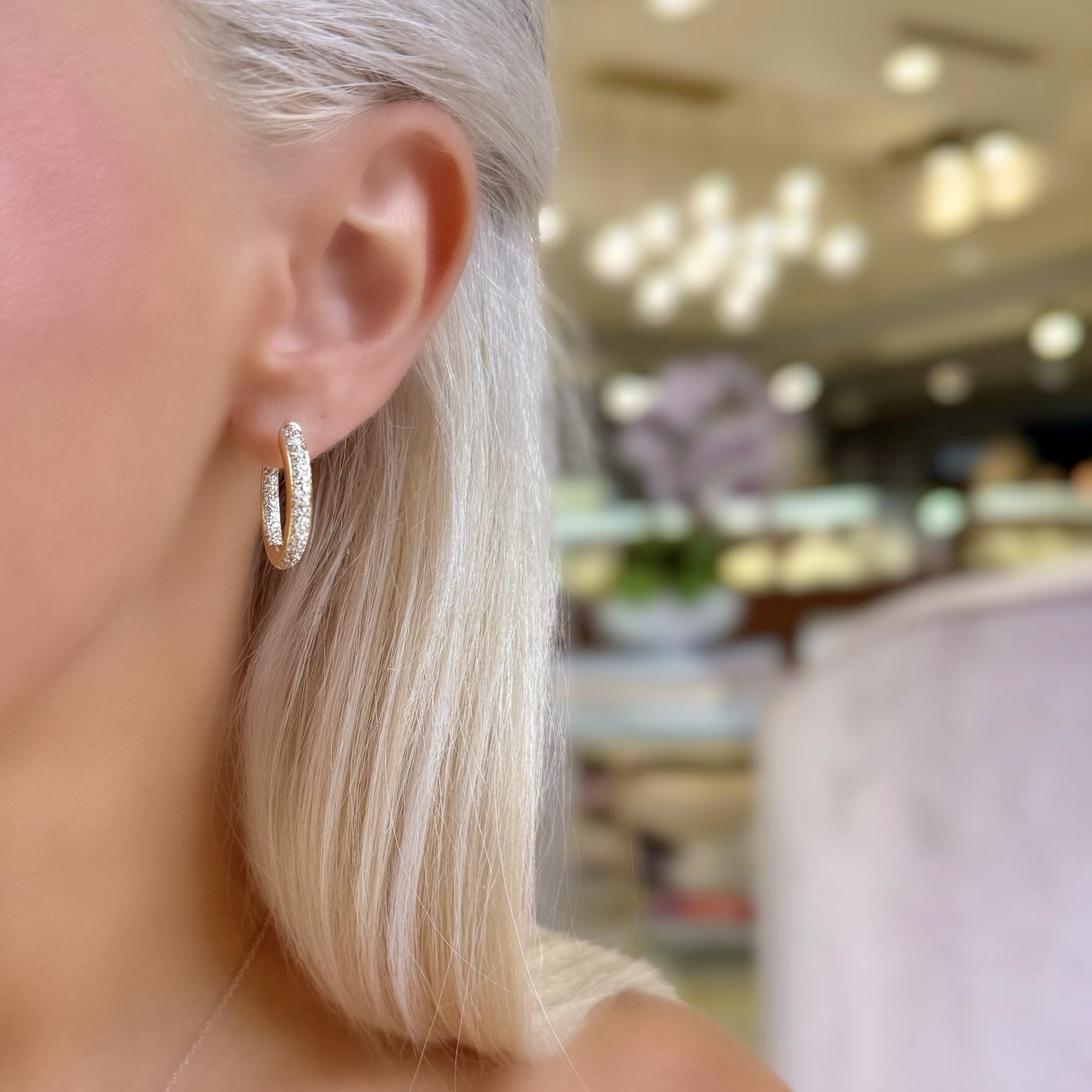 Inside Out Pave Diamond Hoops