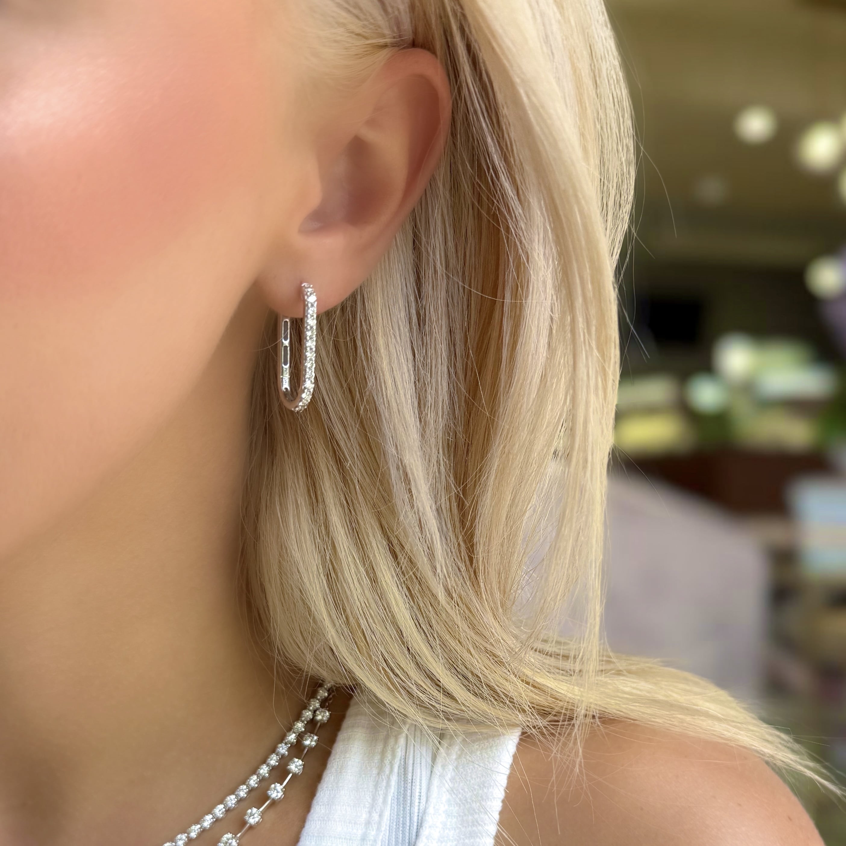Rectangular Diamond Hoops