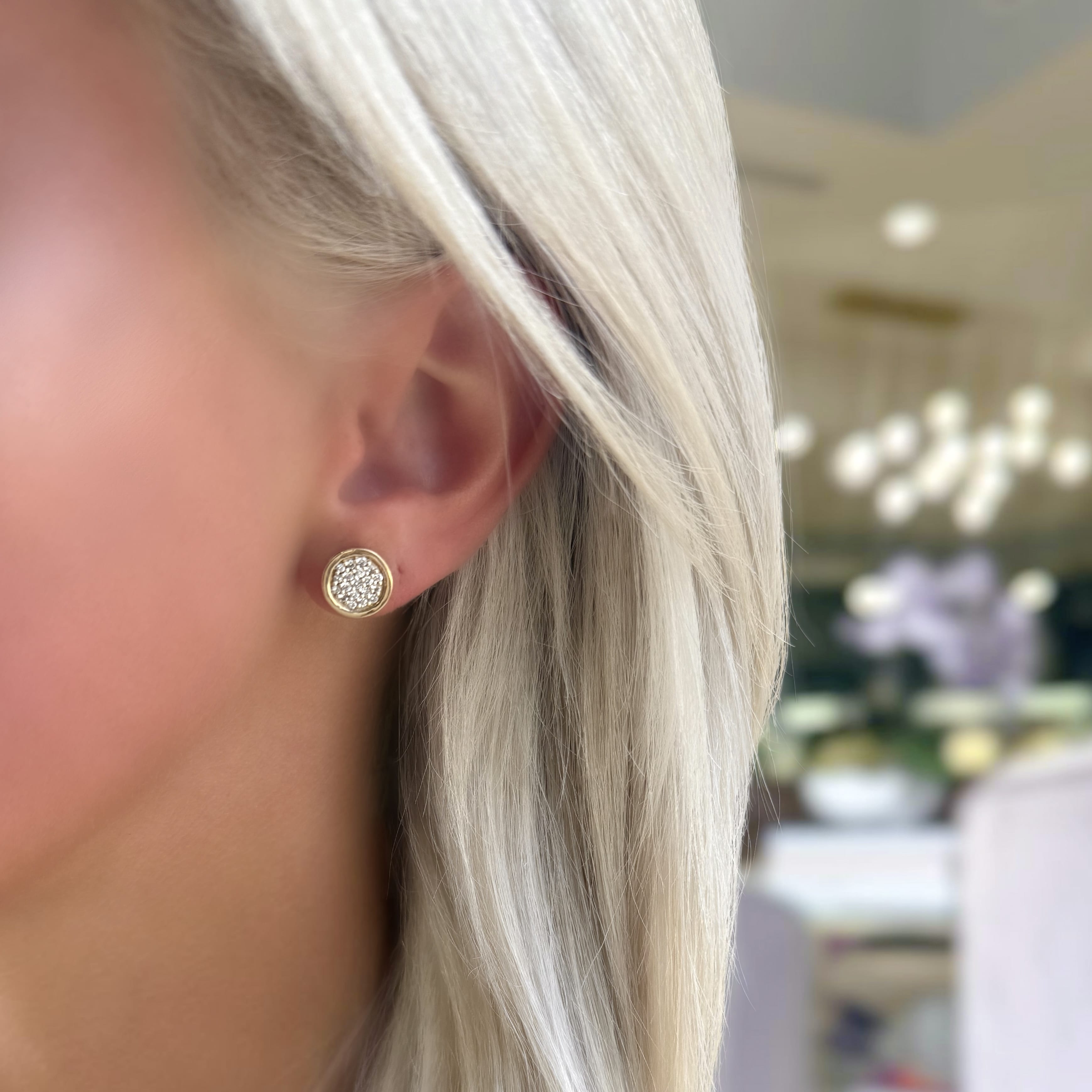 Pave Diamond Bezel Earrings