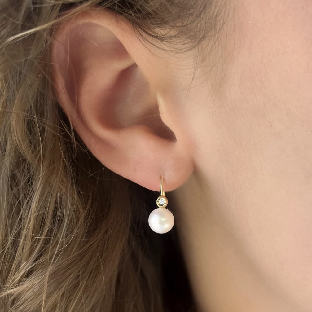 Pearl and Diamond Threader Earrings