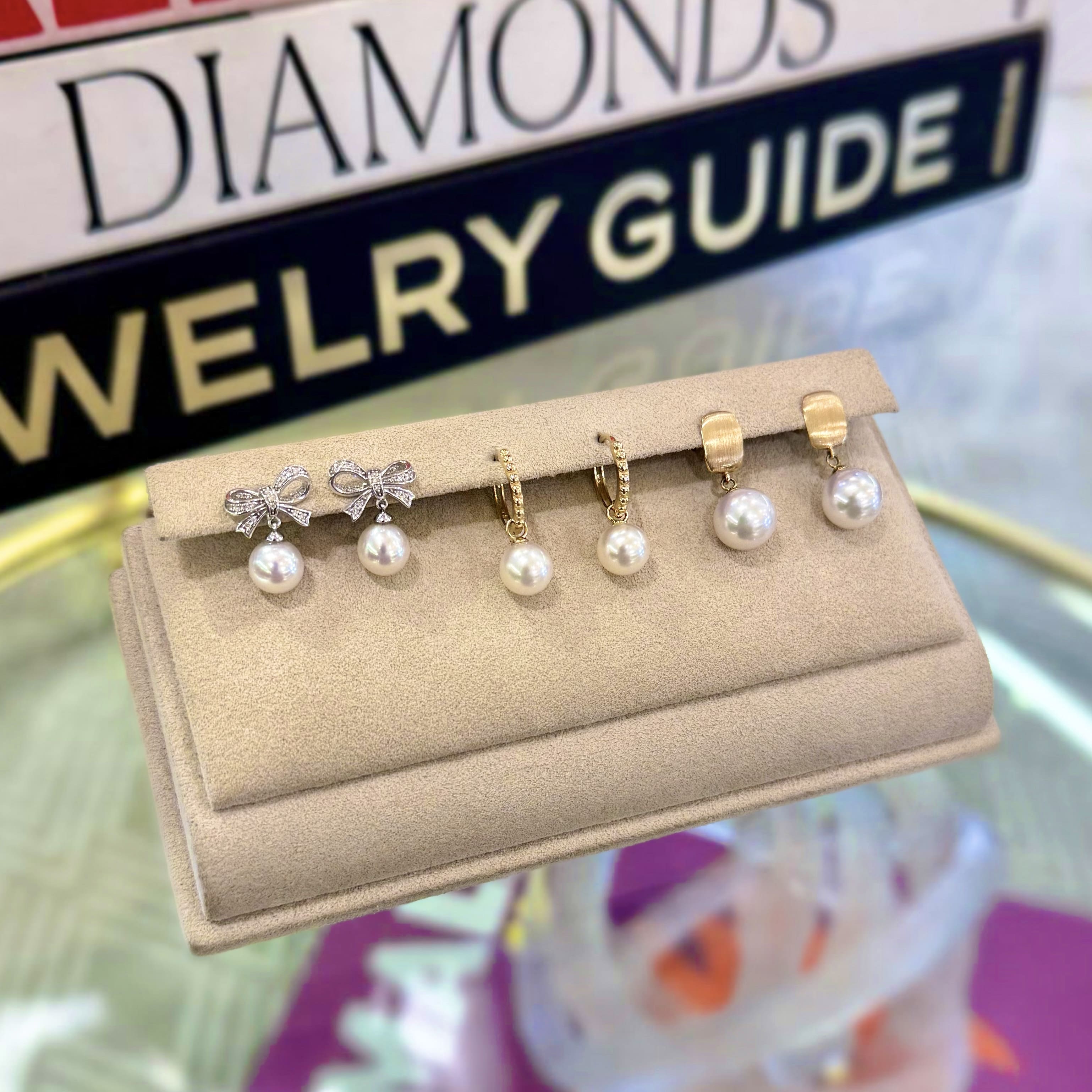 Pearl and Diamond Bow Earrings