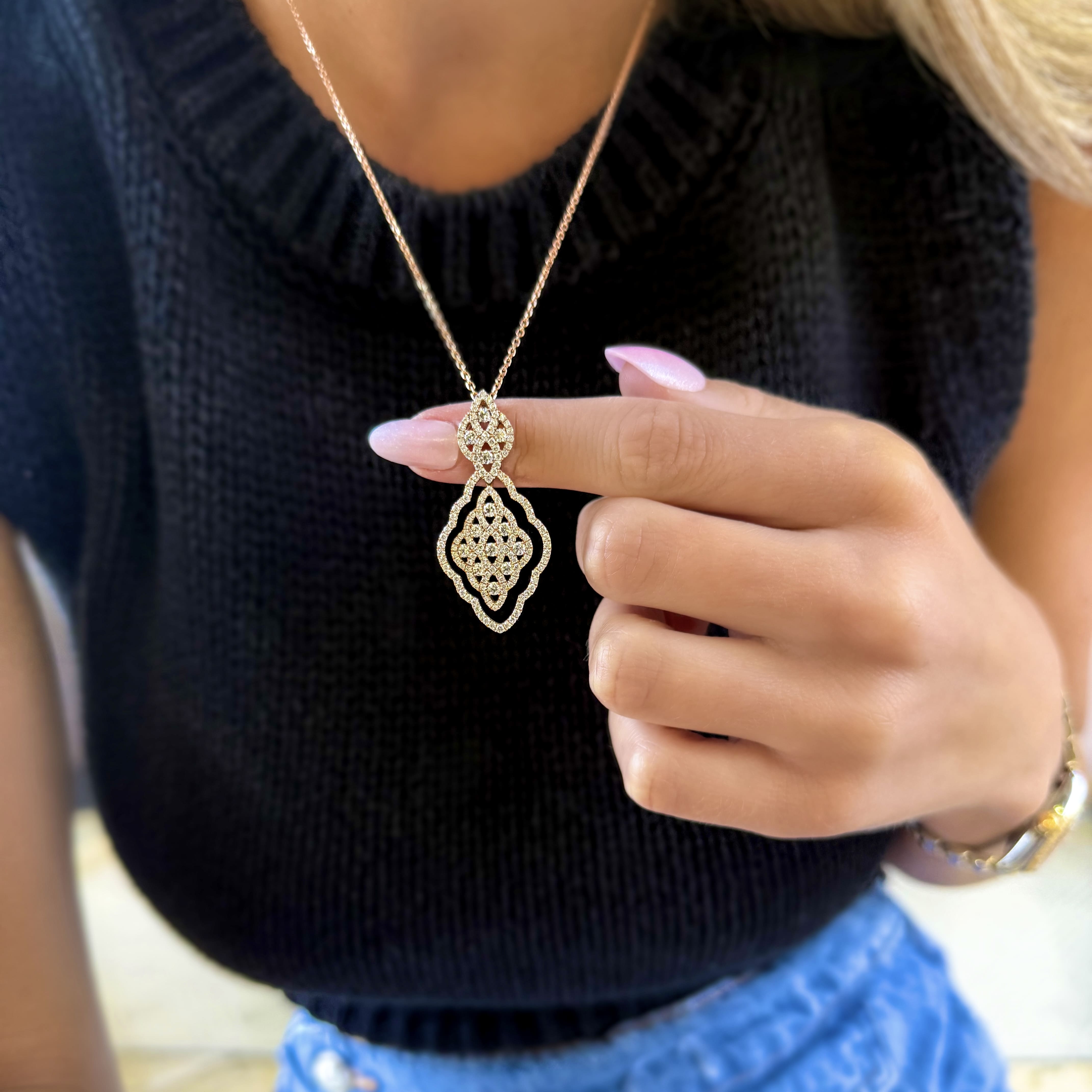 Swirling Diamond Pendant Necklace