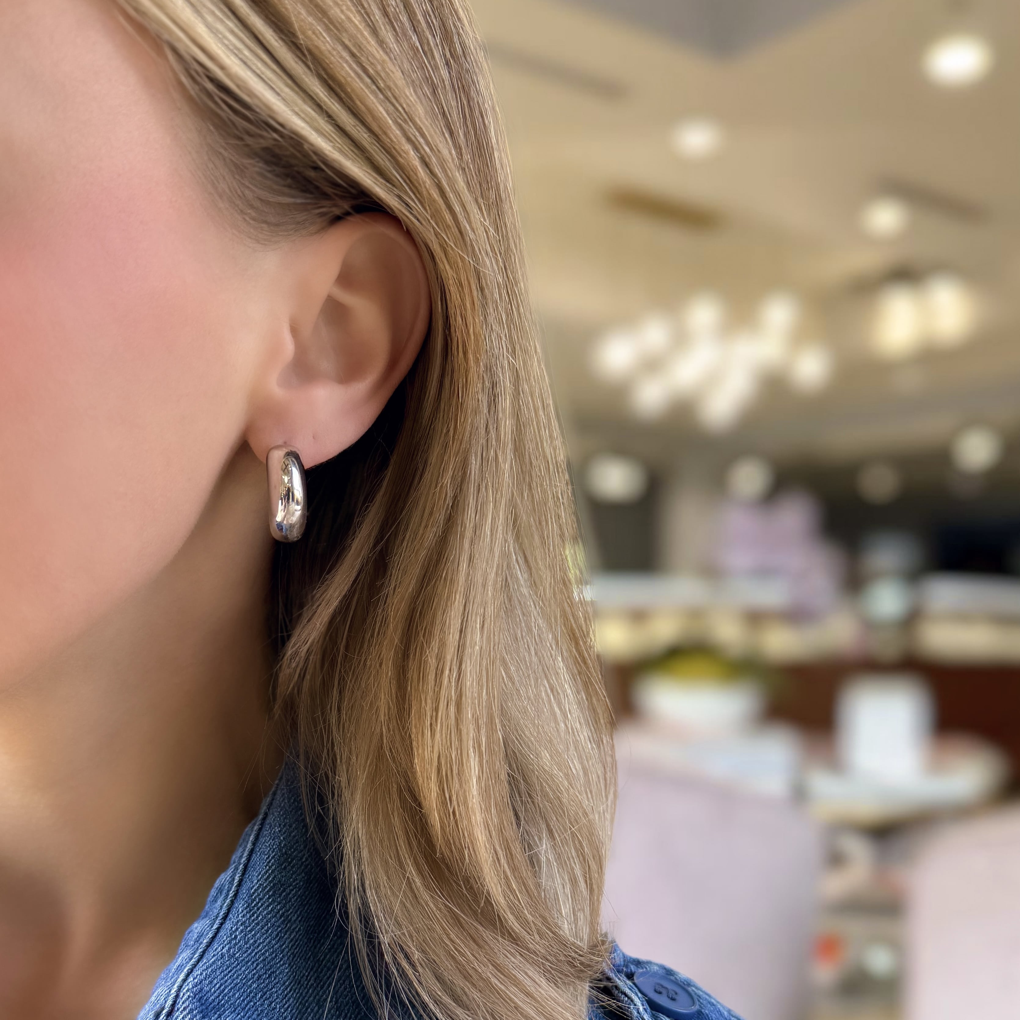 Puffy Sterling Silver Hoops