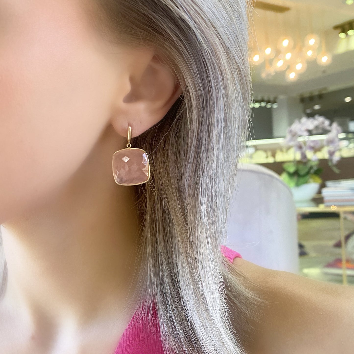 Rose Quartz Drop Earrings
