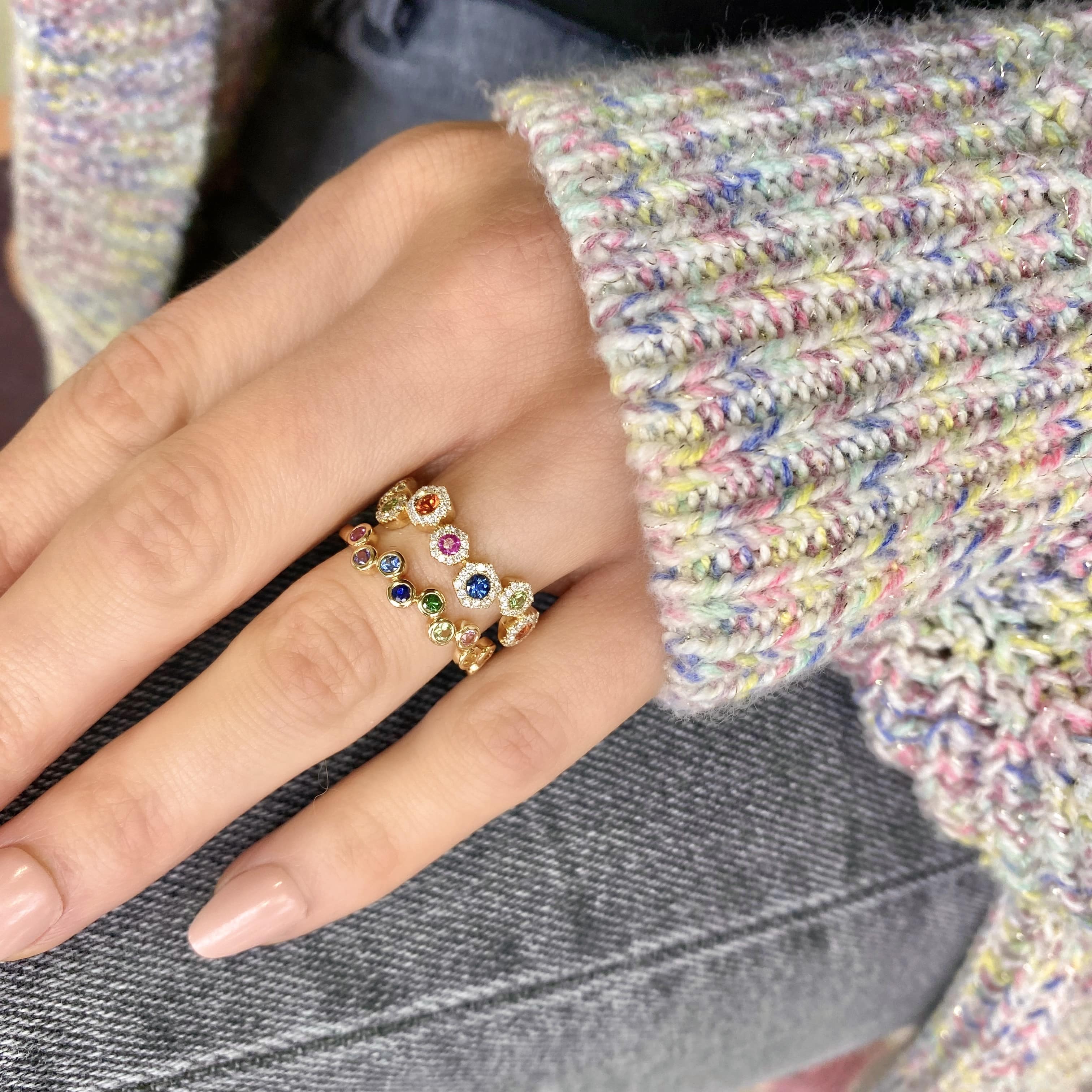 Bouncing Rainbow Sapphire Ring