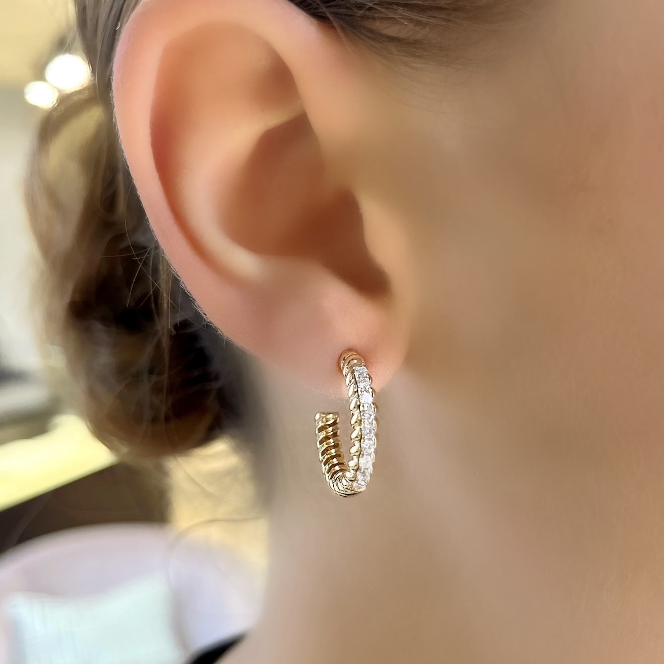 Diamond Rope Hoop Earrings