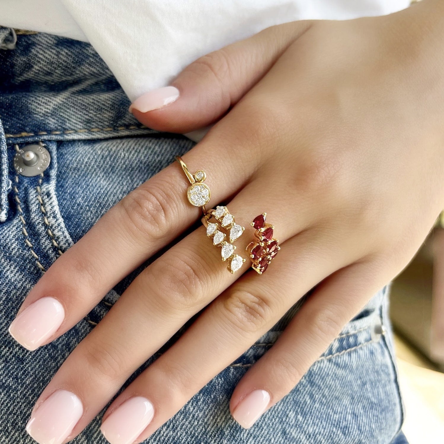 Dangling Bezel Diamond Ring