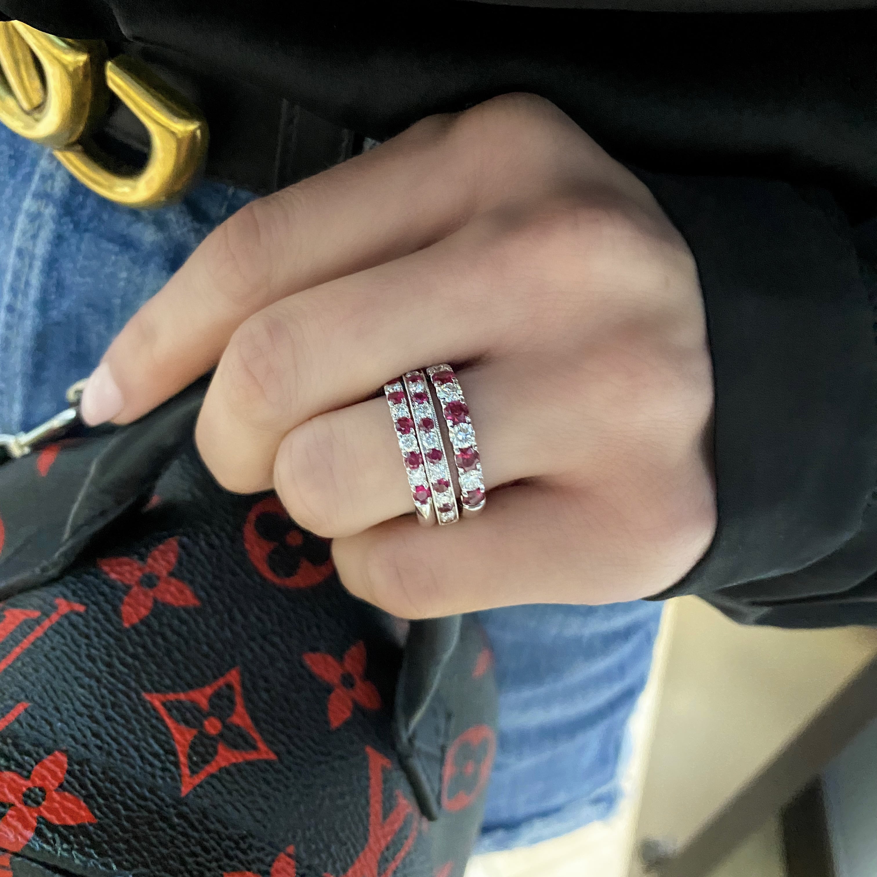 Alternating Ruby and Diamond Band