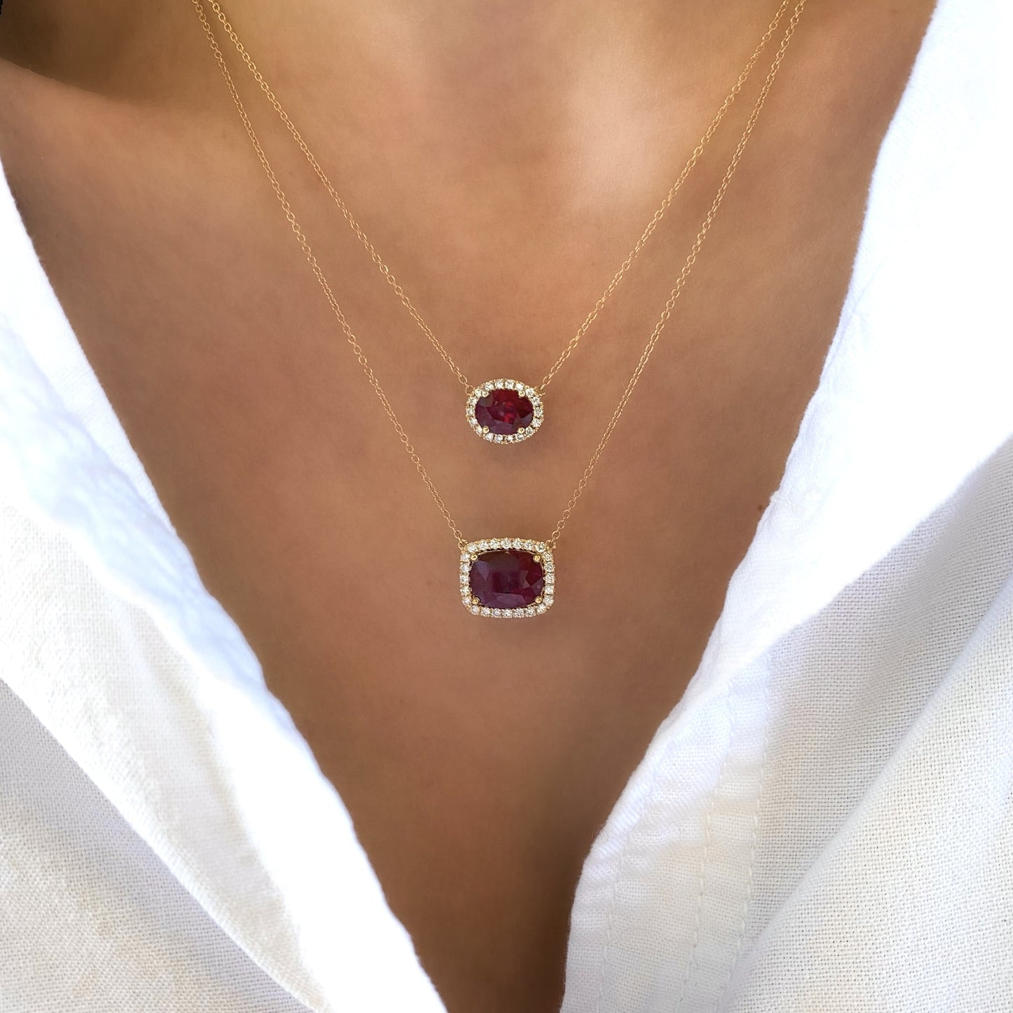 East West Ruby and Diamond Necklace