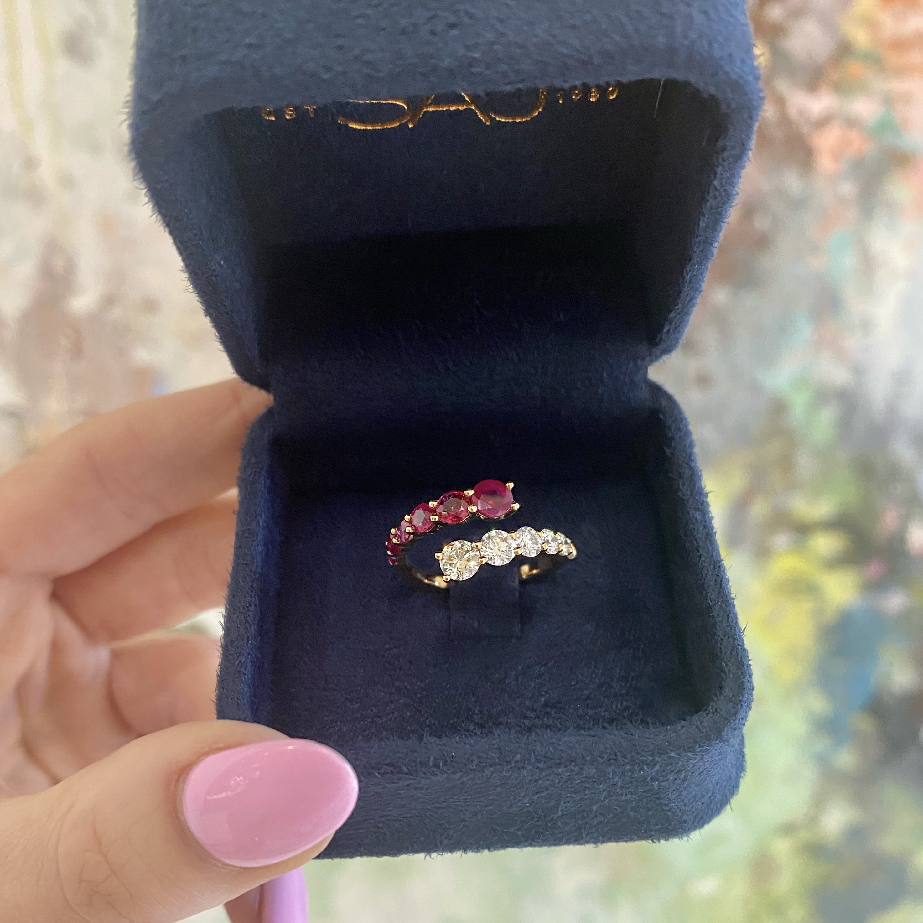 Graduating Ruby and Diamond Wrap Ring