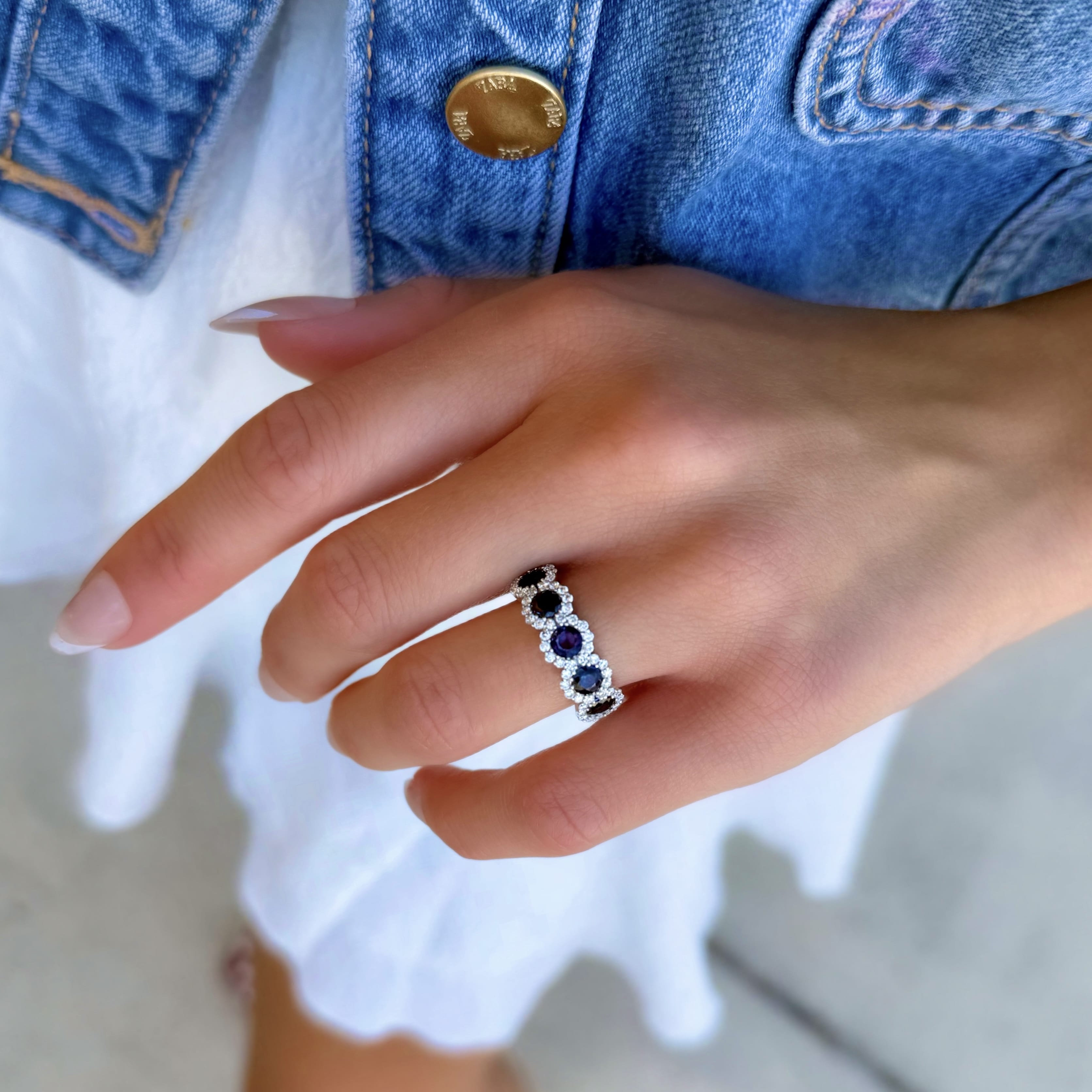 5 Stone Sapphire and Diamond Ring