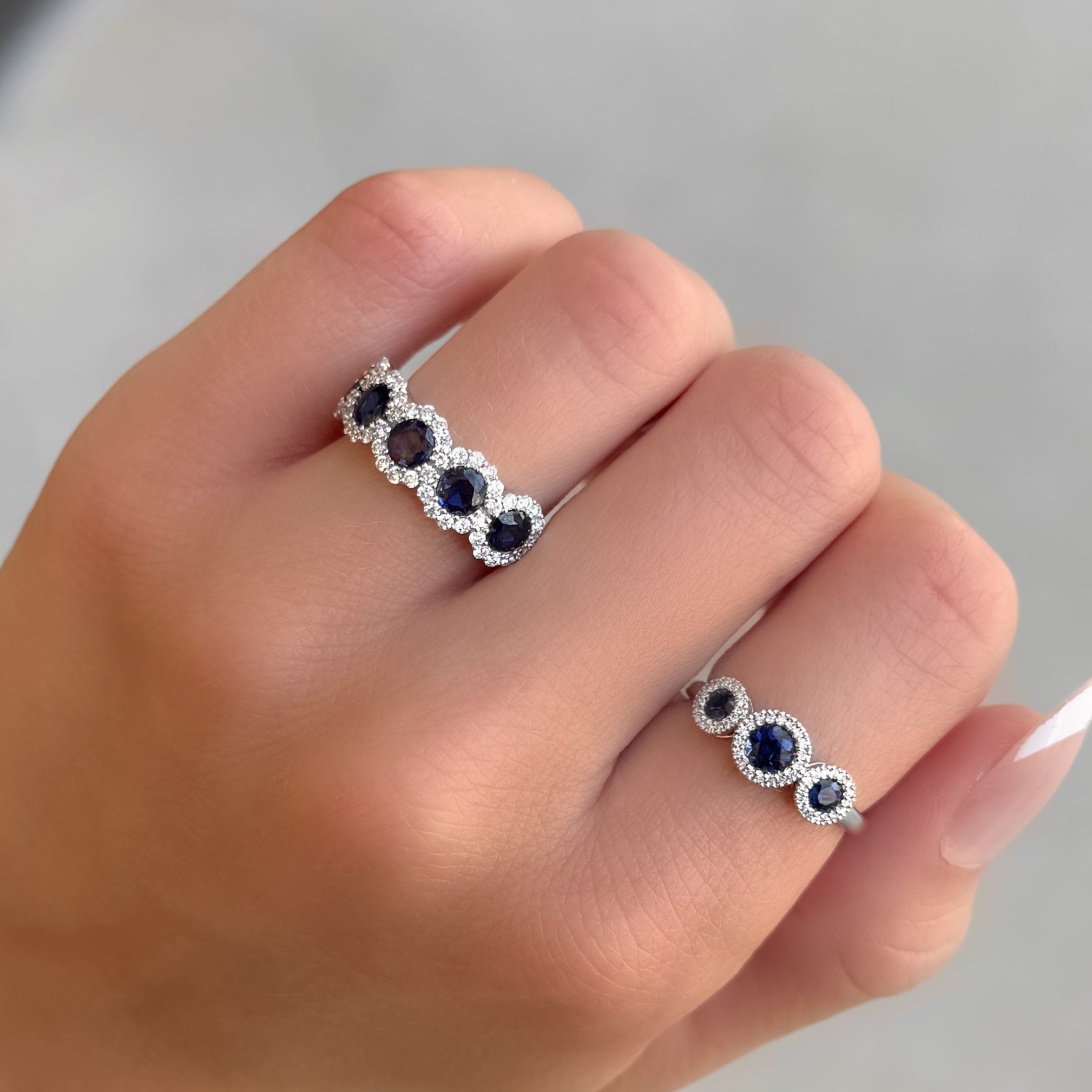 3 Stone Sapphire and Diamond Ring