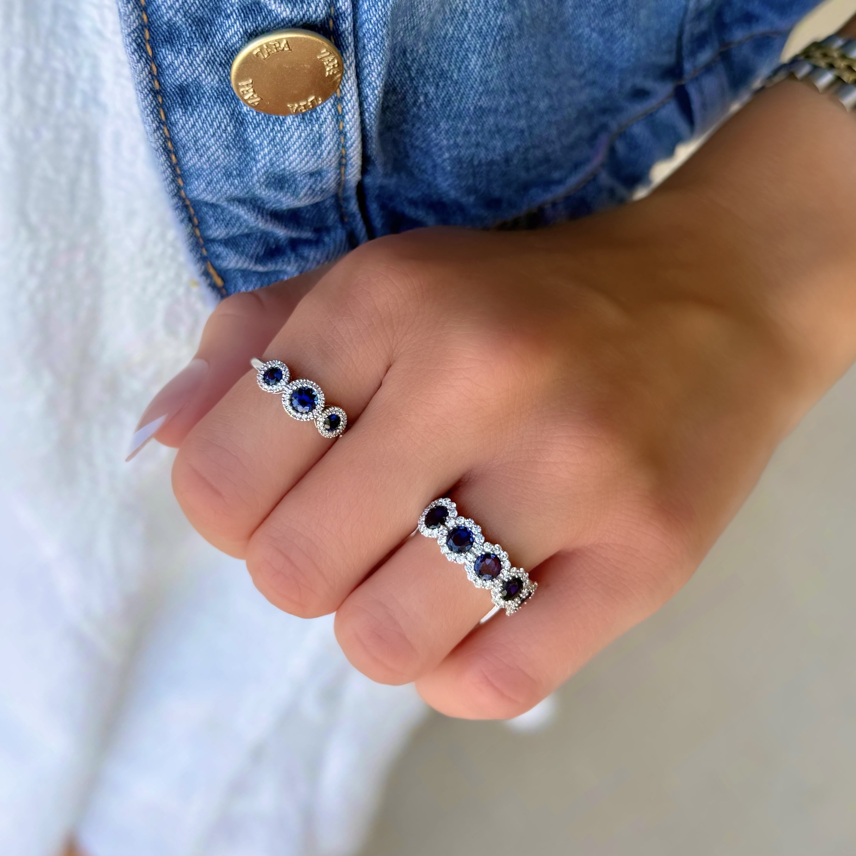 3 Stone Sapphire and Diamond Ring