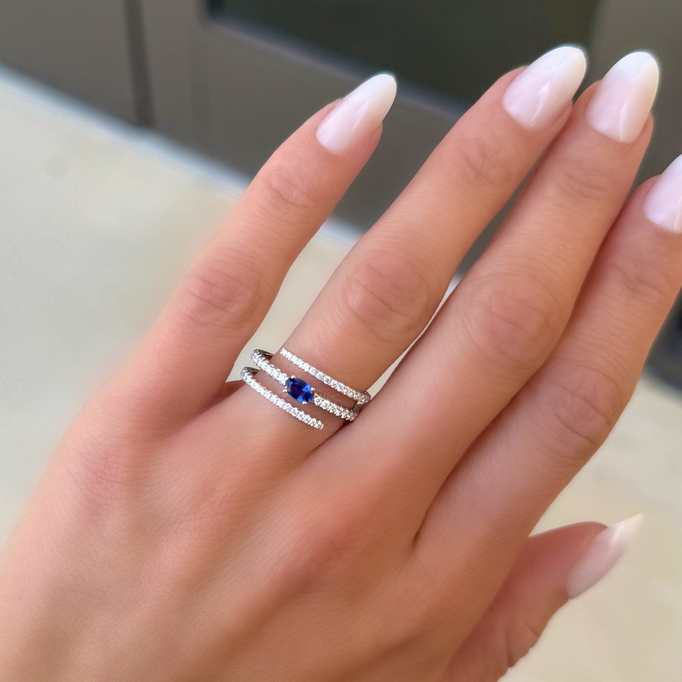 Oval Sapphire and Diamond Wrap Ring