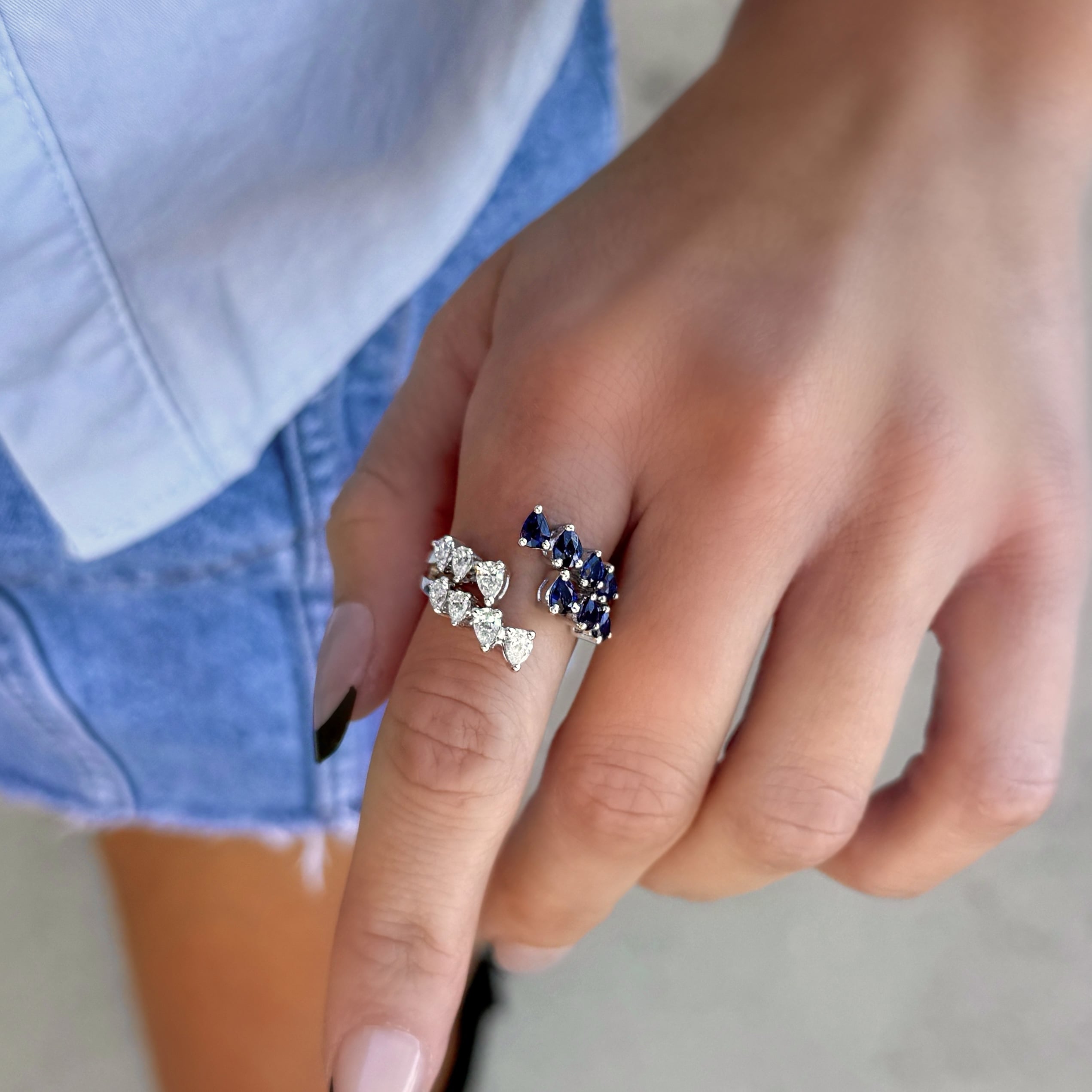 Pear Shape Sapphire and Diamond Ring