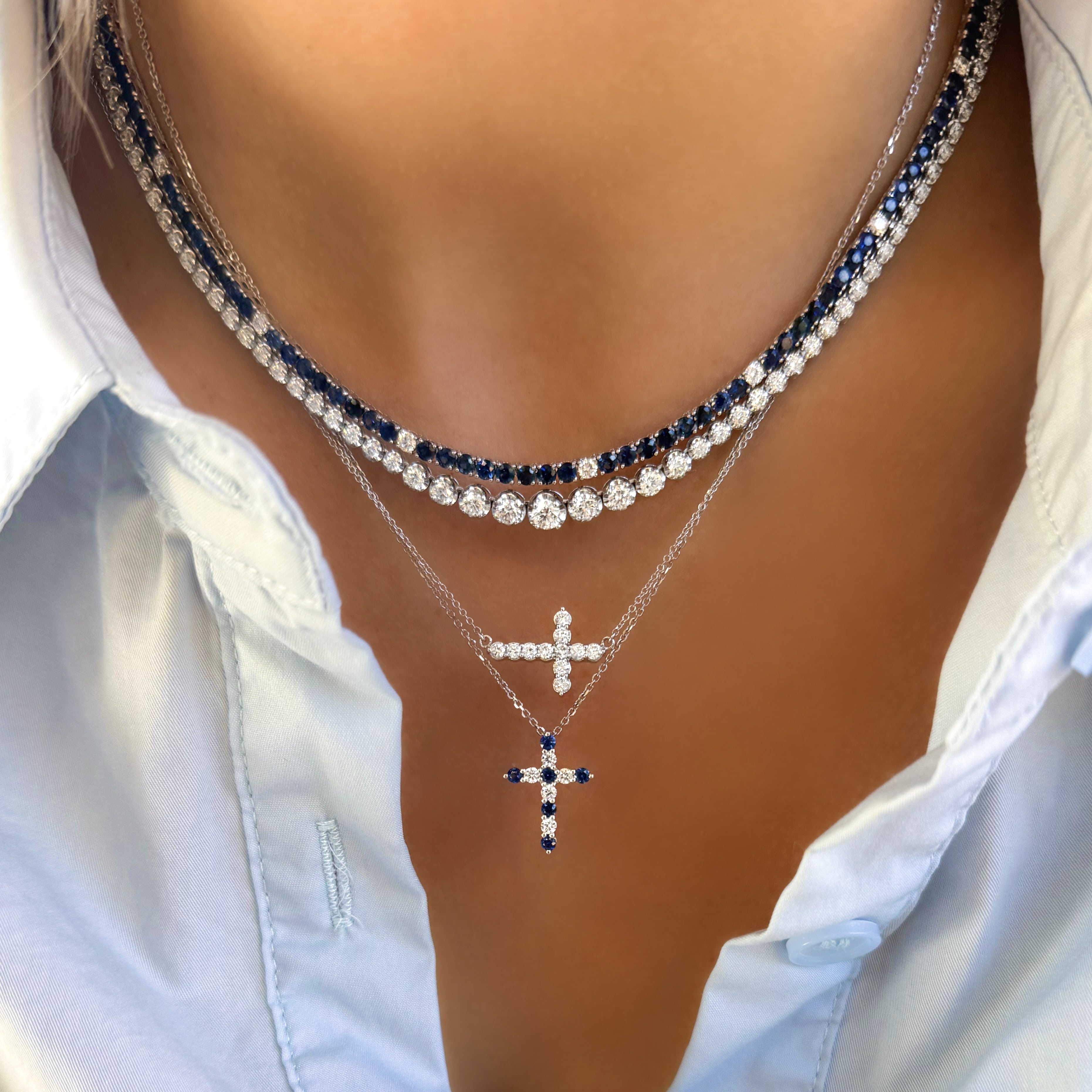 Sideways Diamond Cross Necklace